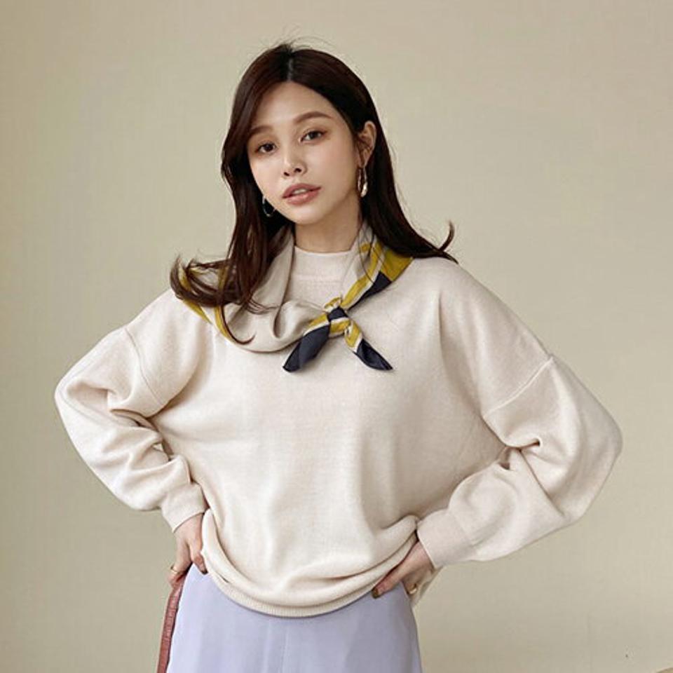ラウンドネックパフニット・全3色・t66623 レディース 【tops】【トップス ニット ニットトップス パフ袖 パフスリーブ 単色 無地 シンプル ベーシック 大人 カジュアル 秋 冬 韓国 ファッション】【ハイホリHIHOLLI】