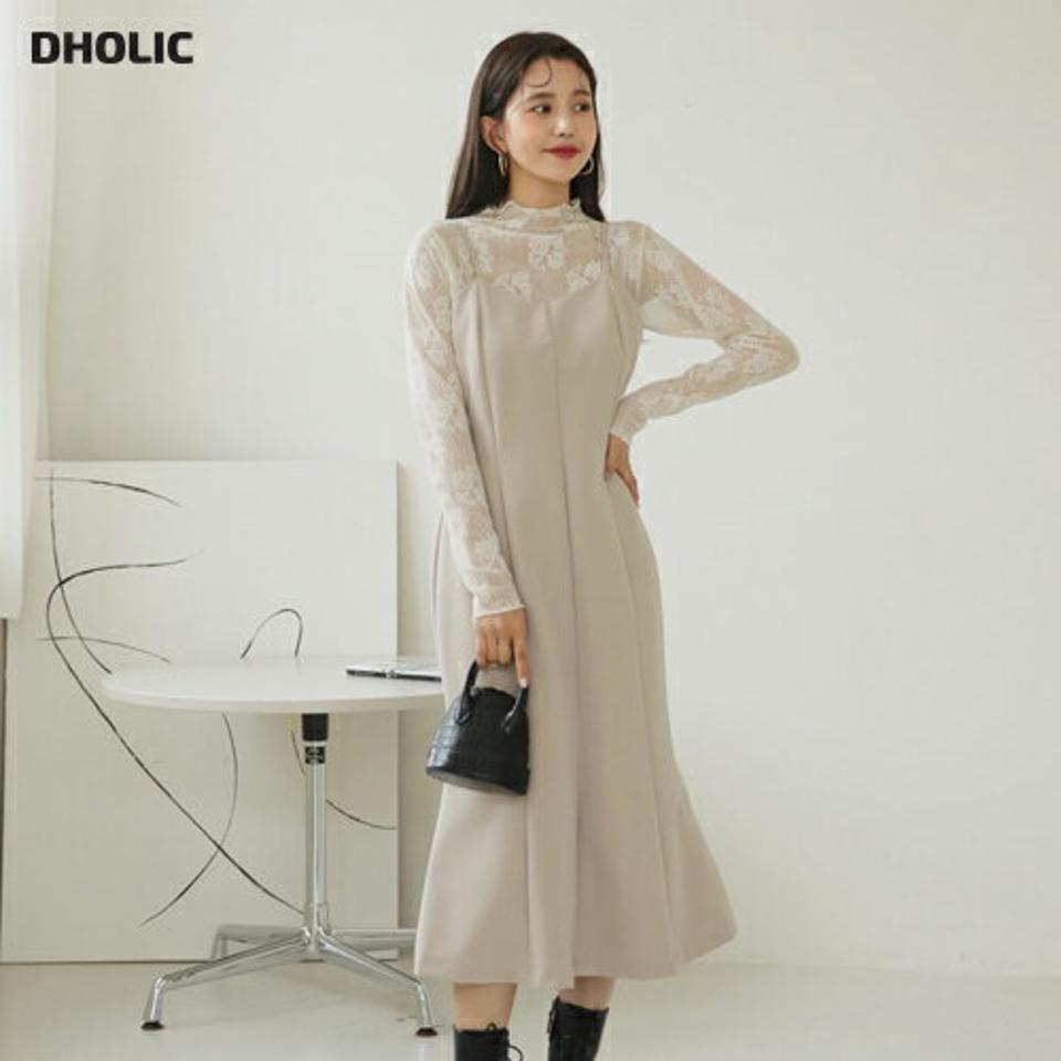 フレアキャミワンピース・全3色・t64881 レディース 【ops】【韓国 ファッション ワンピース ロング ロングワンピース Vネック キャミソール キャミ フレア 体型カバー フェミニン 上品 ベーシック シンプル カジュアル 秋 冬】