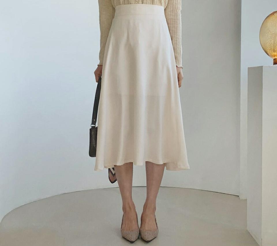 フレアスカート・全6色・t61531 レディース 【sk】【韓国 ファッション ボトムス スカート ロング フレア 上品 細身 Aライン バックファスナー カジュアル フェミニン シンプル スリム 体型カーバー ベーシック デイリー カジュアル 秋 冬】