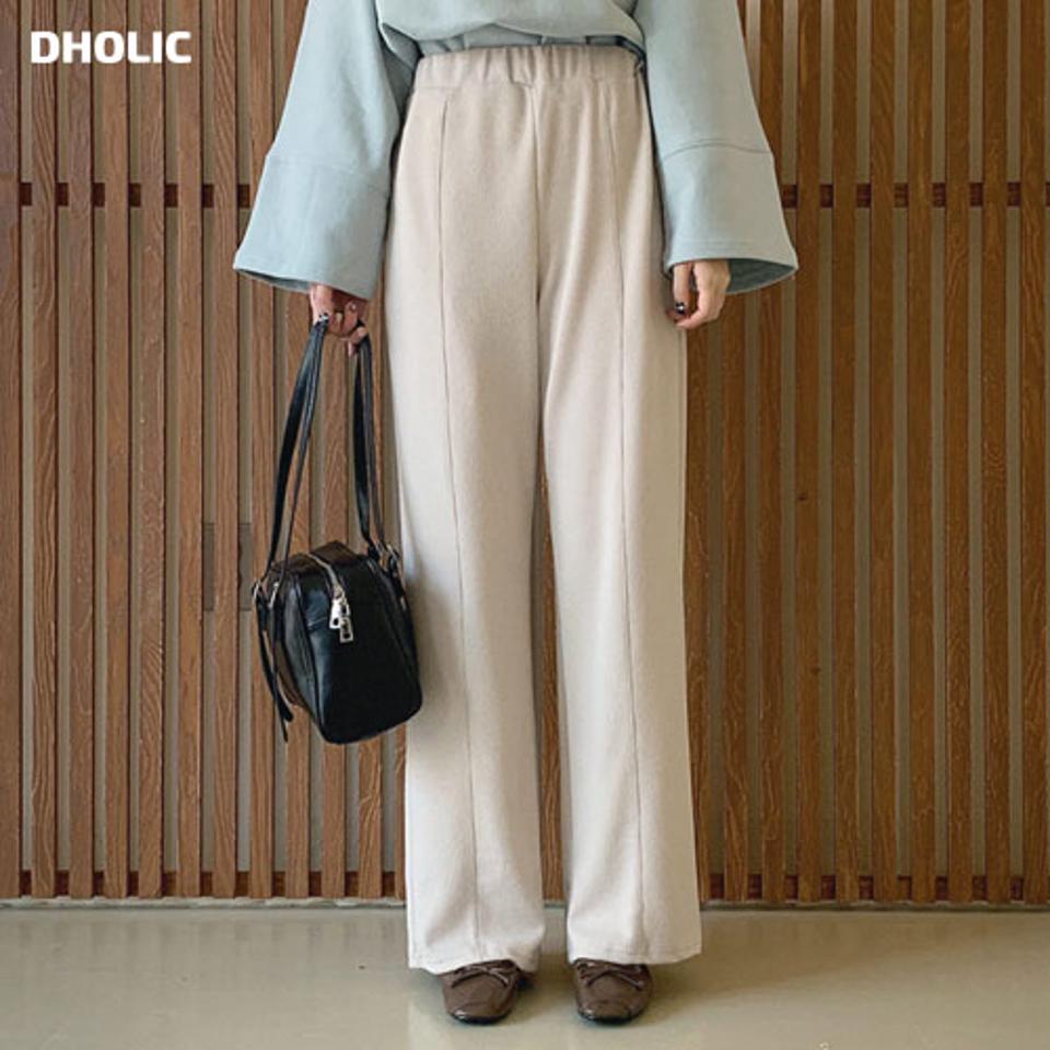 リブスリットパンツ・全3色・t66686 レディース 【pt】【パンツ ズボン ロングパンツ スリット リブ リブパンツ 単色 シンプル カジュアル 秋 冬 韓国 ファッション】【ハイホリHIHOLLI】