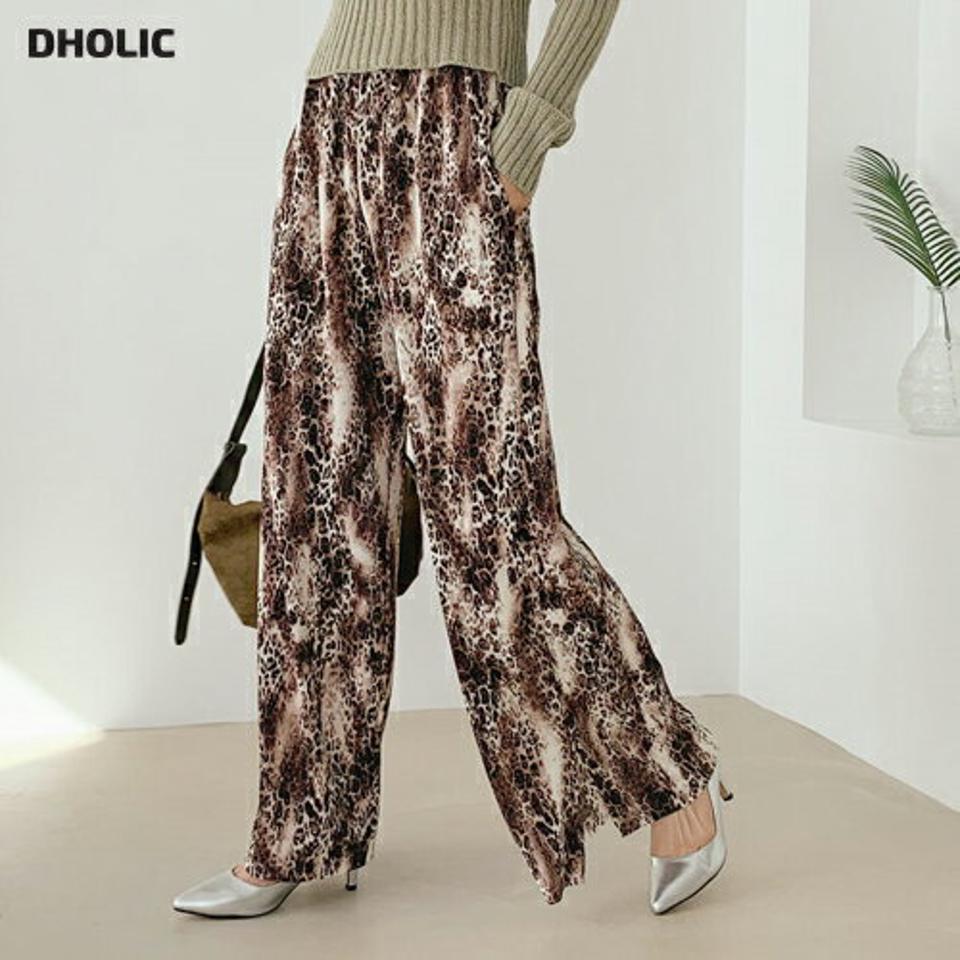 パイソンスキンパターンパンツ・全2色・t61533 レディース 【pt】【韓国 ファッション ボトムス パンツ ロング ワイド ワイドパンツ パイソンスキン パターン プリーツ スリット ルーズ ゆったり 10分丈 十分丈 ストレート カジュアル 秋 冬】