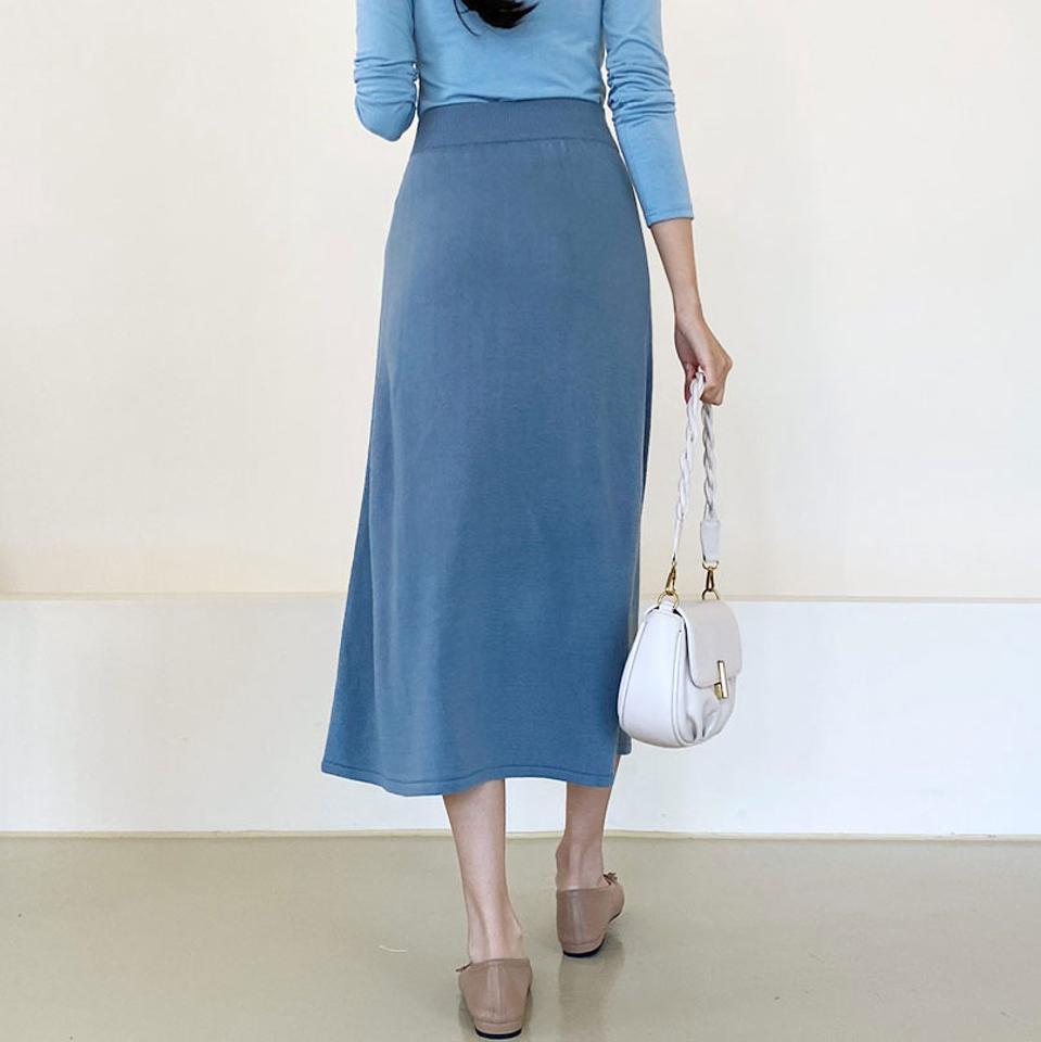 ニットフレアスカート・全3色・b66578 レディース 【sk】【スカート ロング ロングスカート ニット ニットスカート フレア フレアスカート 単色 無地 シンプル カジュアル 秋 冬 韓国 ファッション】【ハイホリHIHOLLI】