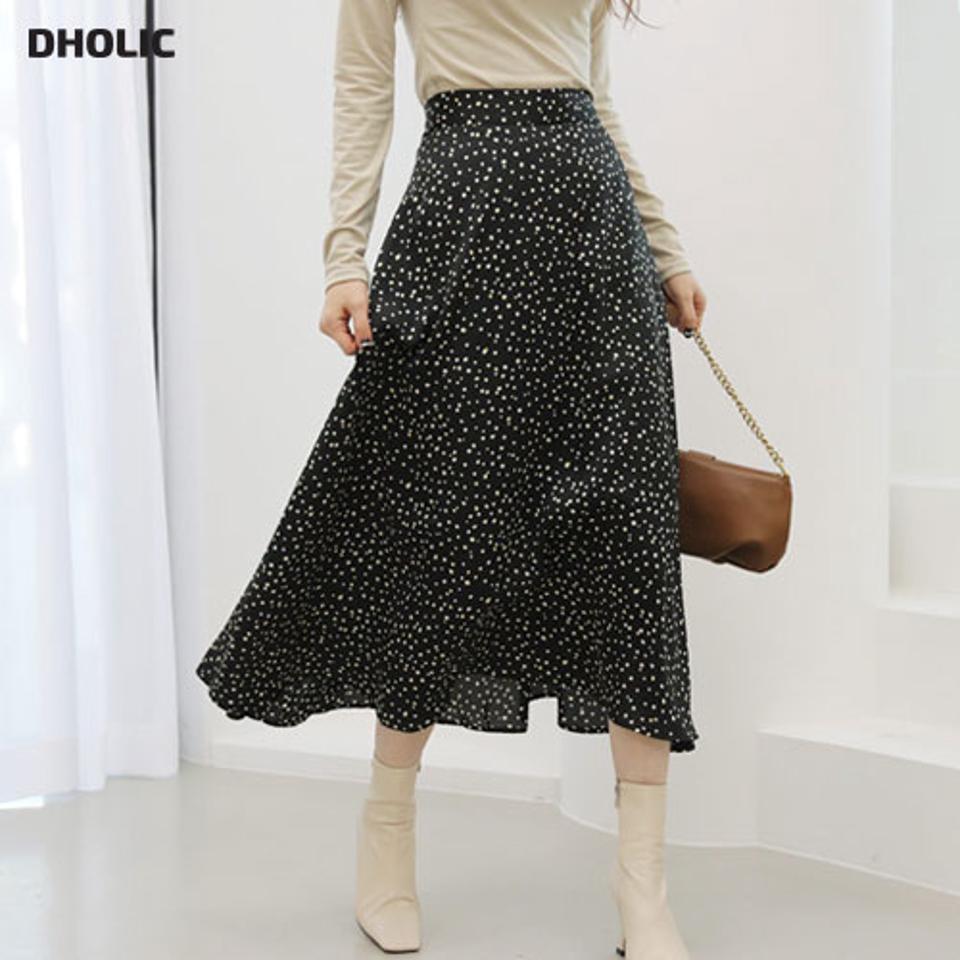 ランダムドットスカート・全2色・b66618 レディース 【sk】【スカート ロング ロングスカート ドット柄 レディ 秋 冬 韓国 ファッション】【ハイホリHIHOLLI】