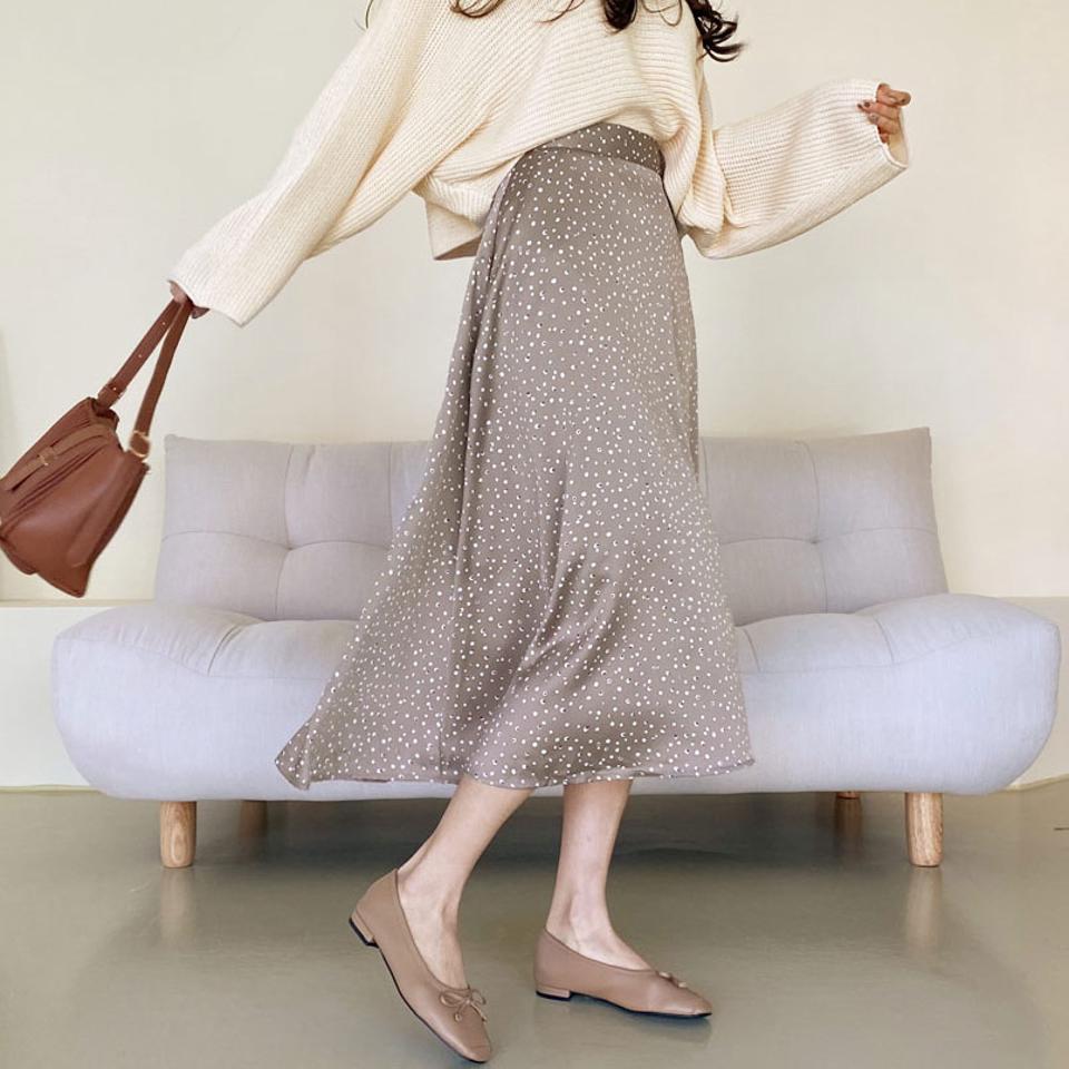 ランダムドットスカート・全2色・b66618 レディース 【sk】【スカート ロング ロングスカート ドット柄 レディ 秋 冬 韓国 ファッション】【ハイホリHIHOLLI】