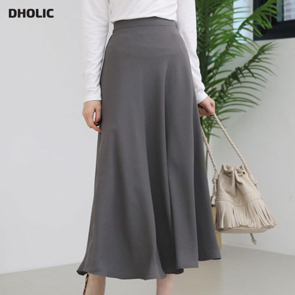 フレアロングスカート・全5色・t66586 レディース 【sk】【スカート ロング ロングスカート フレア フレアスカート 単色 無地 シンプル 大人 秋 冬 韓国 ファッション】【ハイホリHIHOLLI】