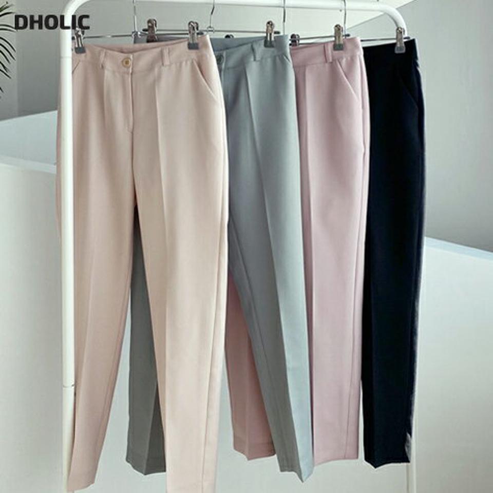 スリムスラックス・全5色・t61534 レディース 【pt】 韓国 ファッション ボトムス パンツ ロング スラックス サイドポケット ベルトループ スリム フィット 細身 10分丈 十分丈 ストレート オフィス オフィスカジュアル 無地 カジュアル 秋 冬