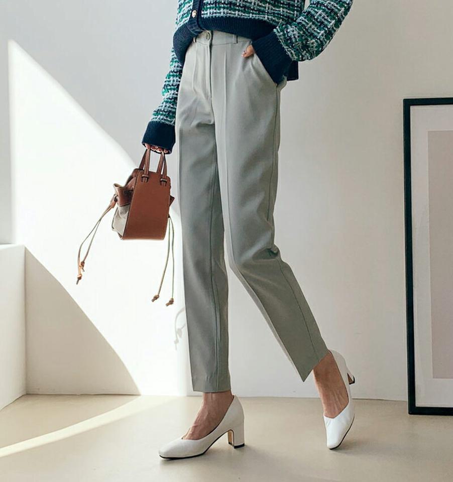 スリムスラックス・全5色・t61534 レディース 【pt】 韓国 ファッション ボトムス パンツ ロング スラックス サイドポケット ベルトループ スリム フィット 細身 10分丈 十分丈 ストレート オフィス オフィスカジュアル 無地 カジュアル 秋 冬