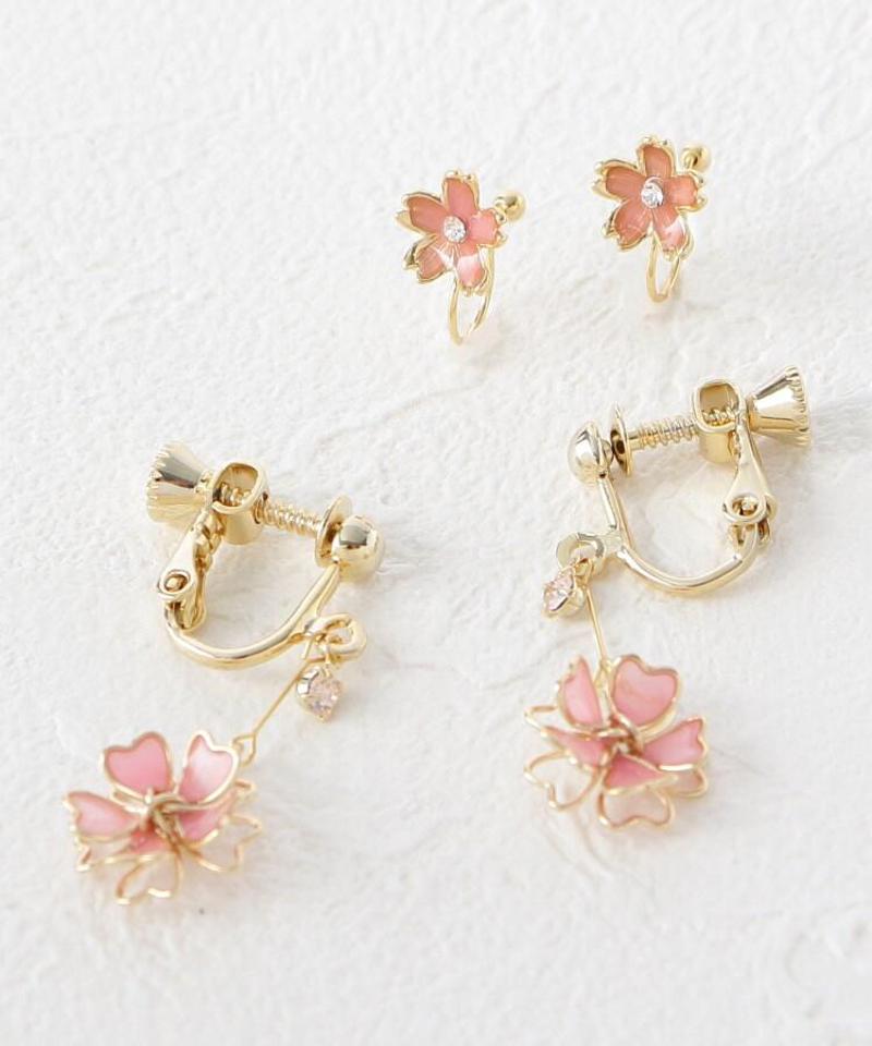エポ桜ピアノ線イヤリングSET