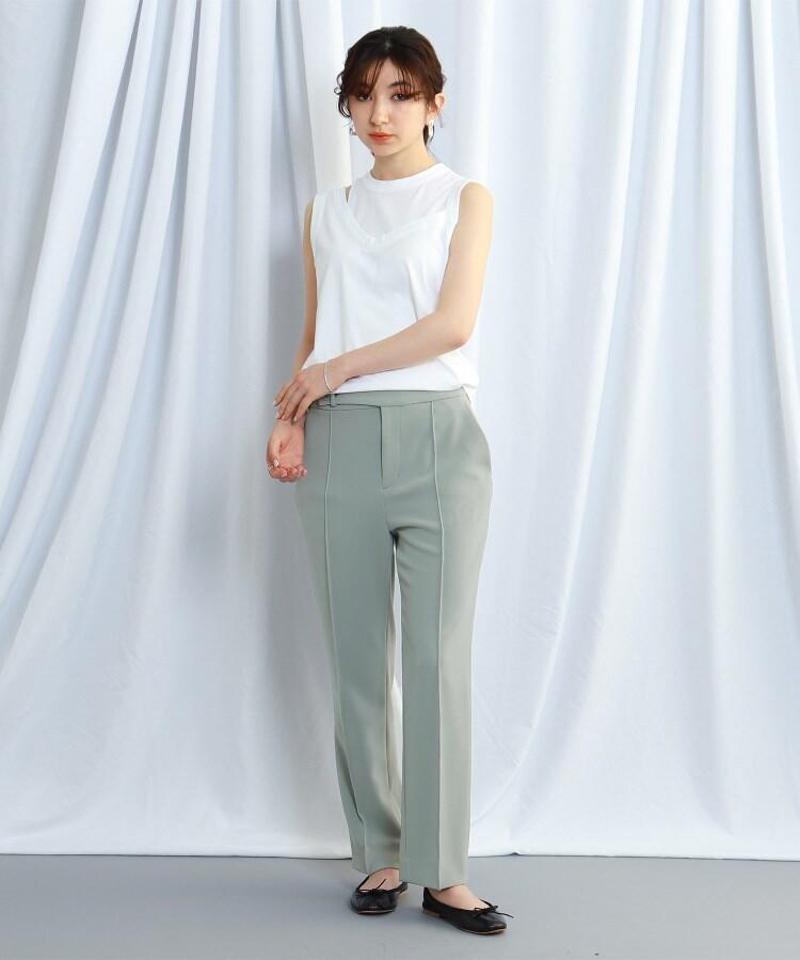 ストレッチトリコチンハイウエストパンツ