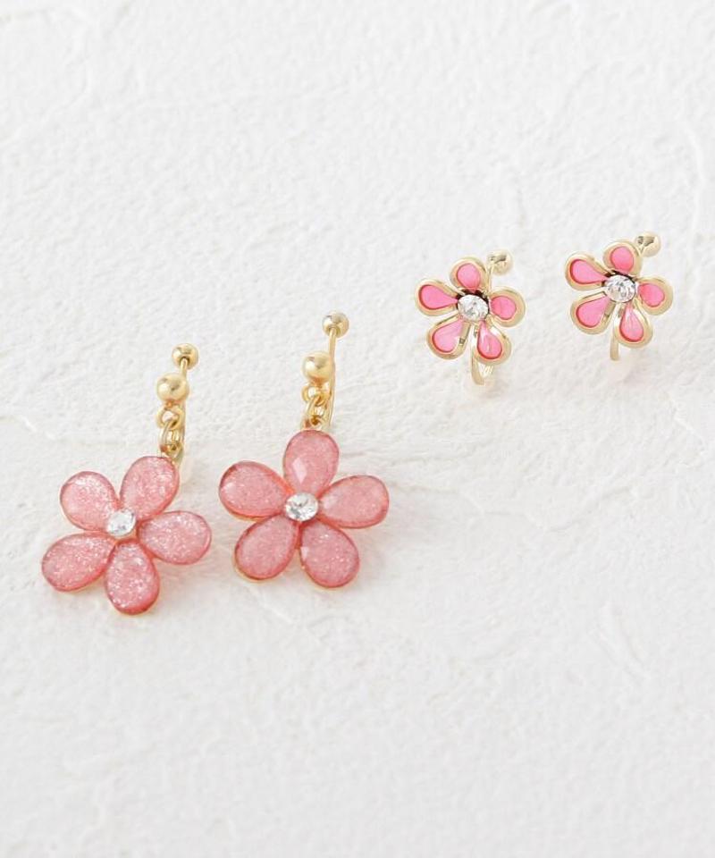 アクリルフラワーノンホールピアス（イヤリング）SET
