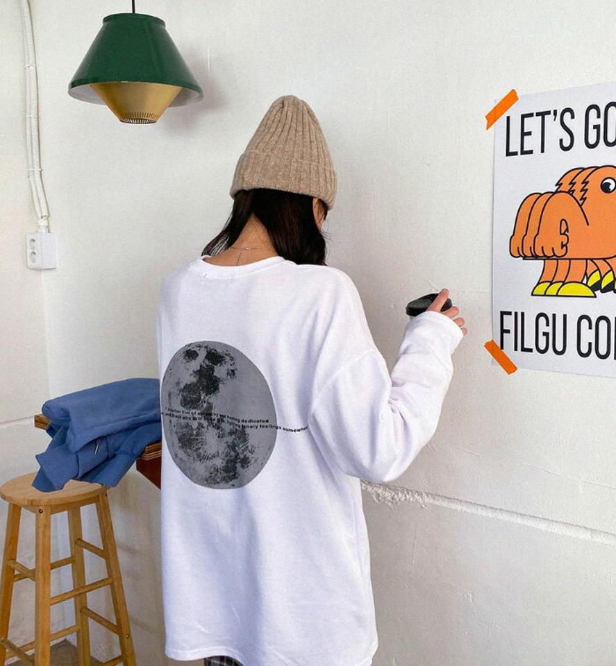 SONYUNARA(ソニョナラ)ムーンライトバックプリント長袖Tシャツ【1/29up_ka】韓国韓国ファッションTシャツ長袖ロンTバックプリントロゴオーバーサイズストリートカジュアルレディースファッション【あす楽】★☆