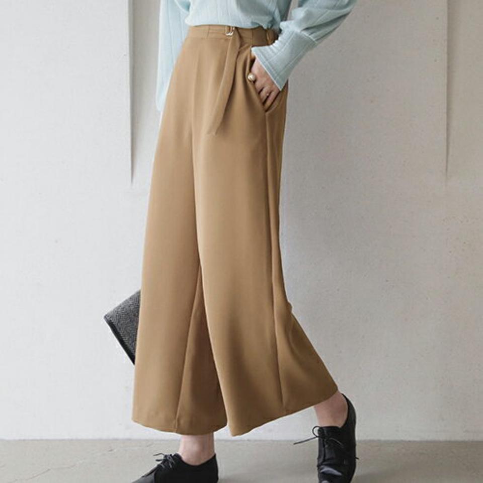 【只今10%OFF】サイドベルトパンツ・全4色・b66681 レディース 【pt】【パンツ ロングパンツ ズボン 単色 無地 シンプル ワイド 大人 カジュアル 秋 冬 韓国 ファッション】【ハイホリHIHOLLI】