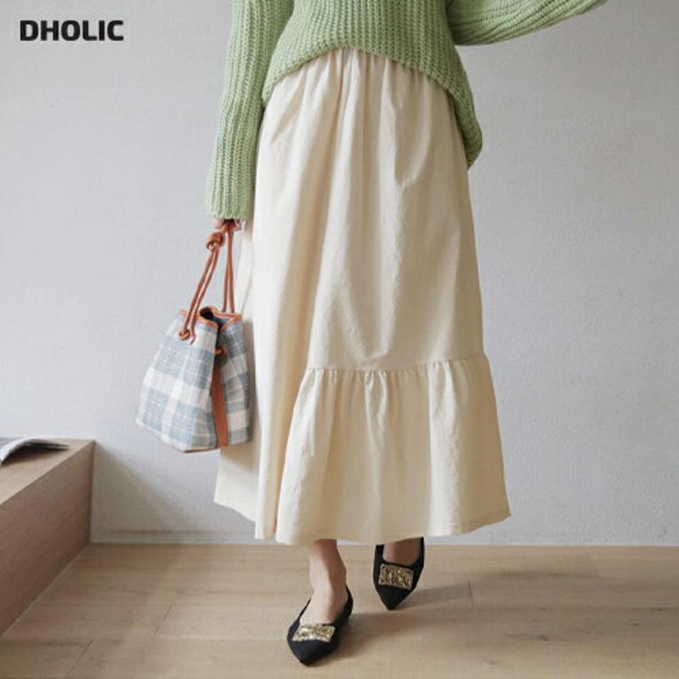 ハーフギャザースカート・全3色・t66688 レディース 【sk】【スカート ロング ロングスカート ギャザー Aライン ウエストゴム 単色 無地 シンプル カジュアル 大人 秋 冬 韓国 ファッション】【ハイホリHIHOLLI】