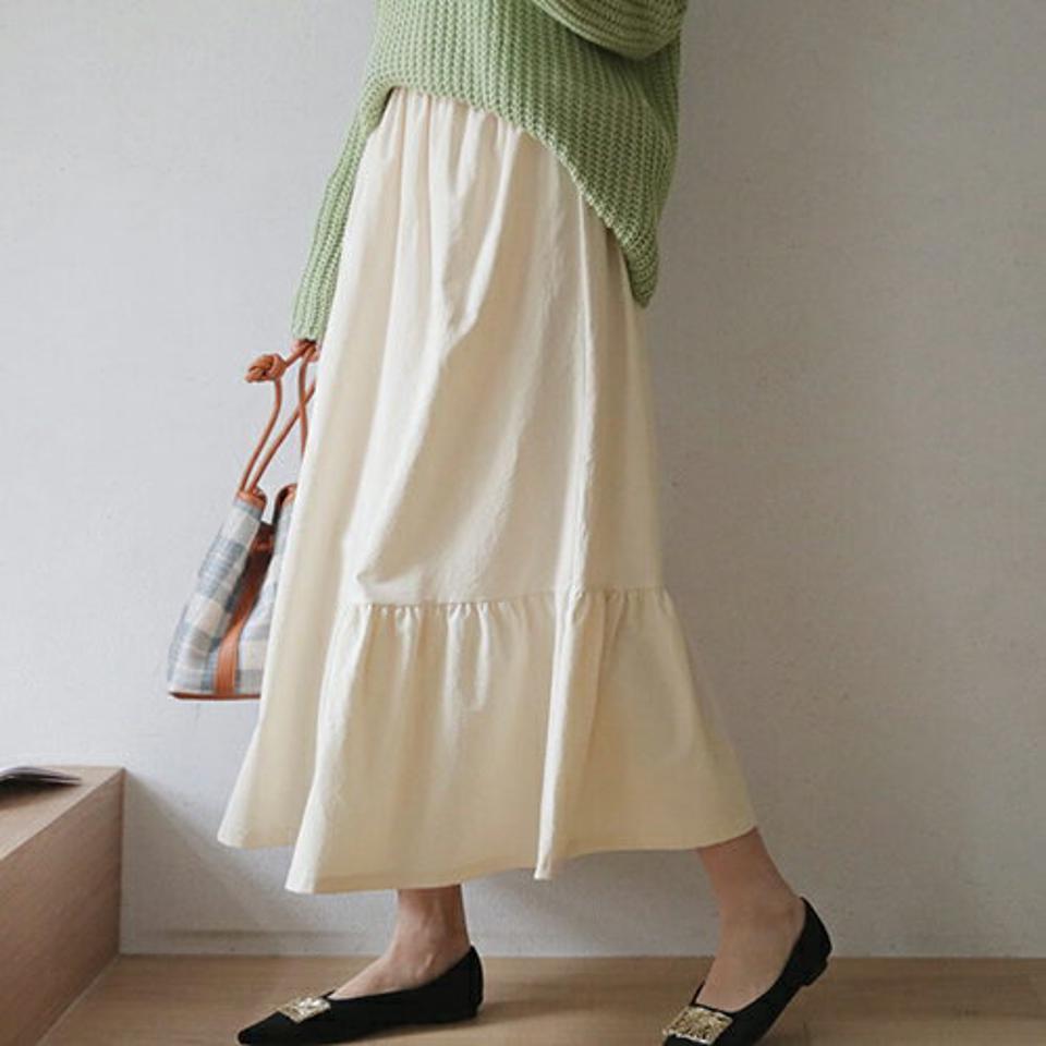 ハーフギャザースカート・全3色・t66688 レディース 【sk】【スカート ロング ロングスカート ギャザー Aライン ウエストゴム 単色 無地 シンプル カジュアル 大人 秋 冬 韓国 ファッション】【ハイホリHIHOLLI】