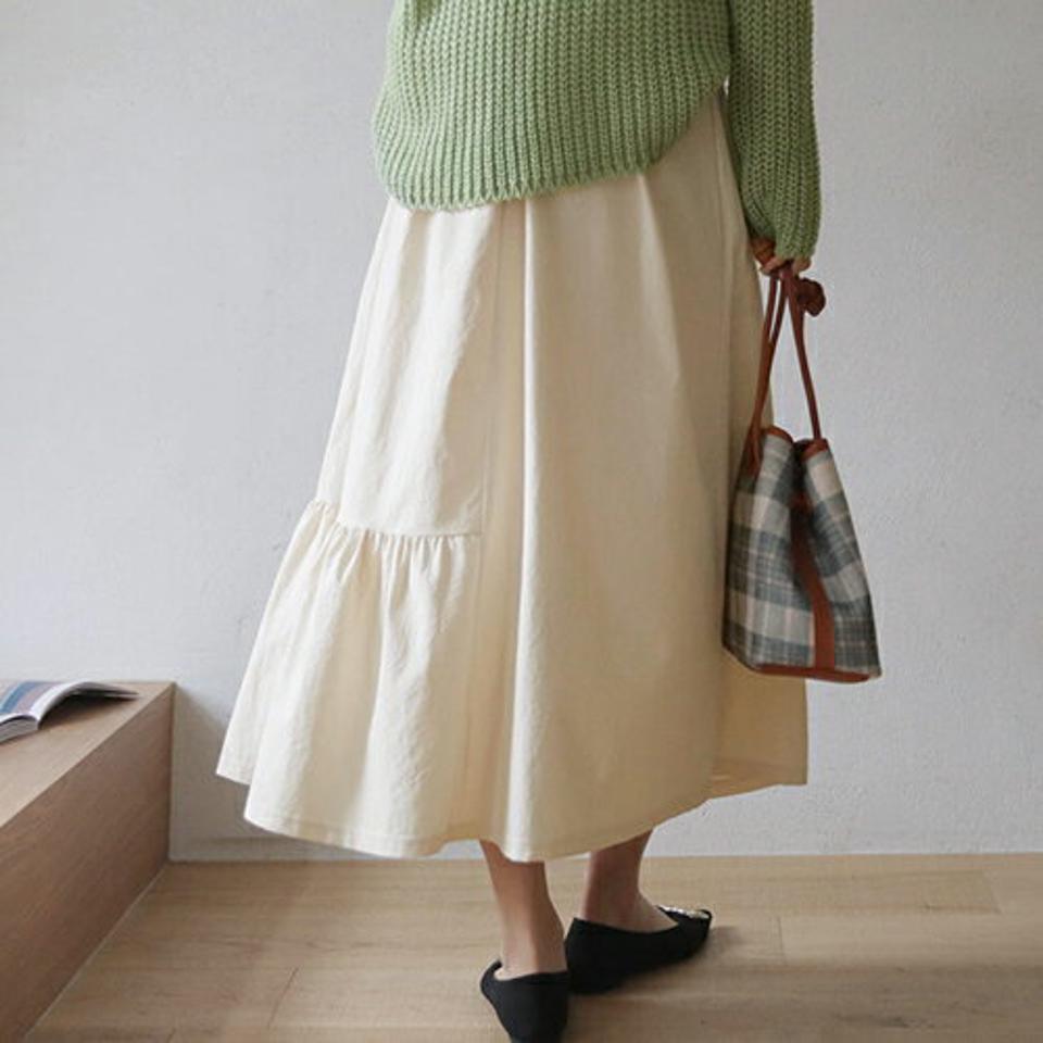 ハーフギャザースカート・全3色・t66688 レディース 【sk】【スカート ロング ロングスカート ギャザー Aライン ウエストゴム 単色 無地 シンプル カジュアル 大人 秋 冬 韓国 ファッション】【ハイホリHIHOLLI】