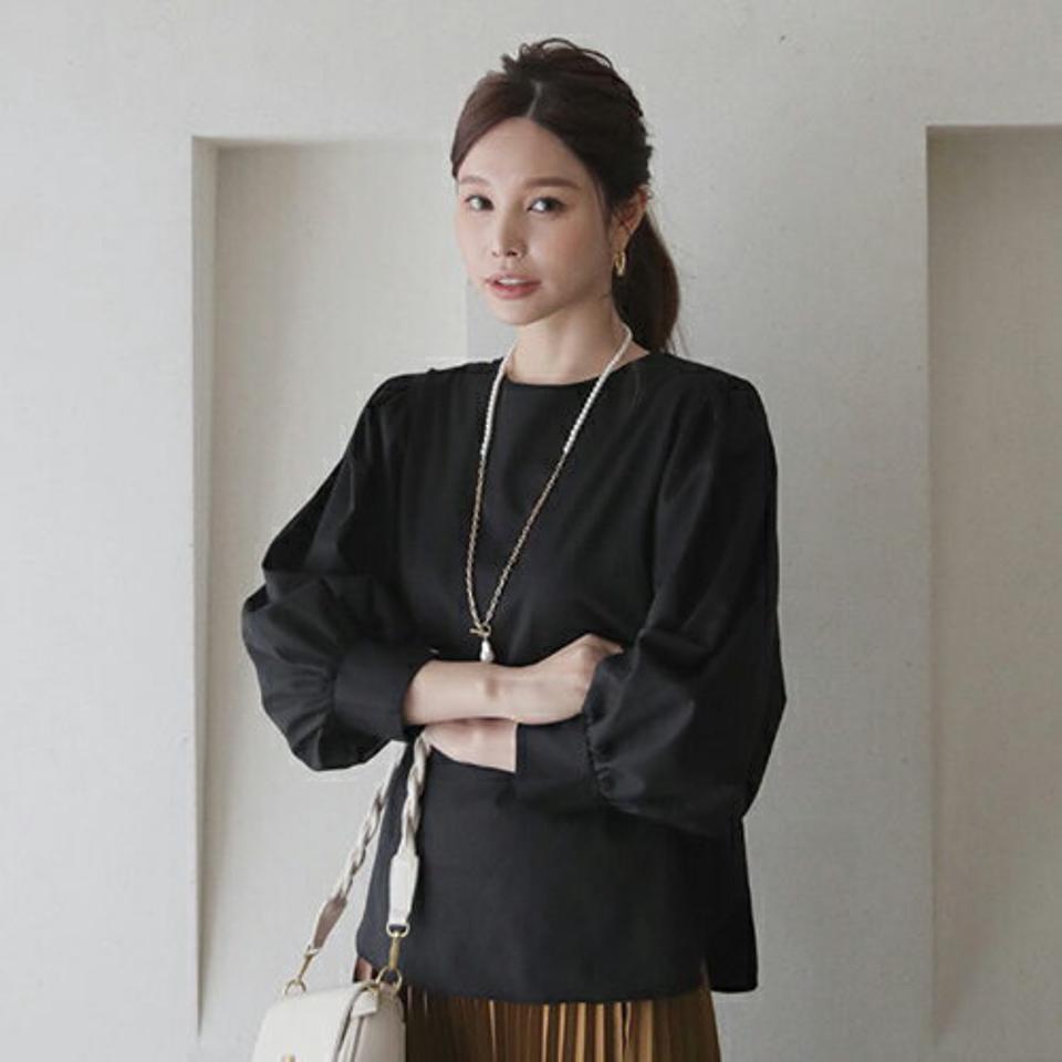 【只今10%OFF】パフスリーブブラウス・全4色・t66660 レディース 【bl】【トップス ブラウス 長袖 パフスリーブ パフ袖 ボリューム袖 袖コンシャス 単色 無地 シンプル フェミニン 秋 冬 韓国 ファッション】【ハイホリHIHOLLI】