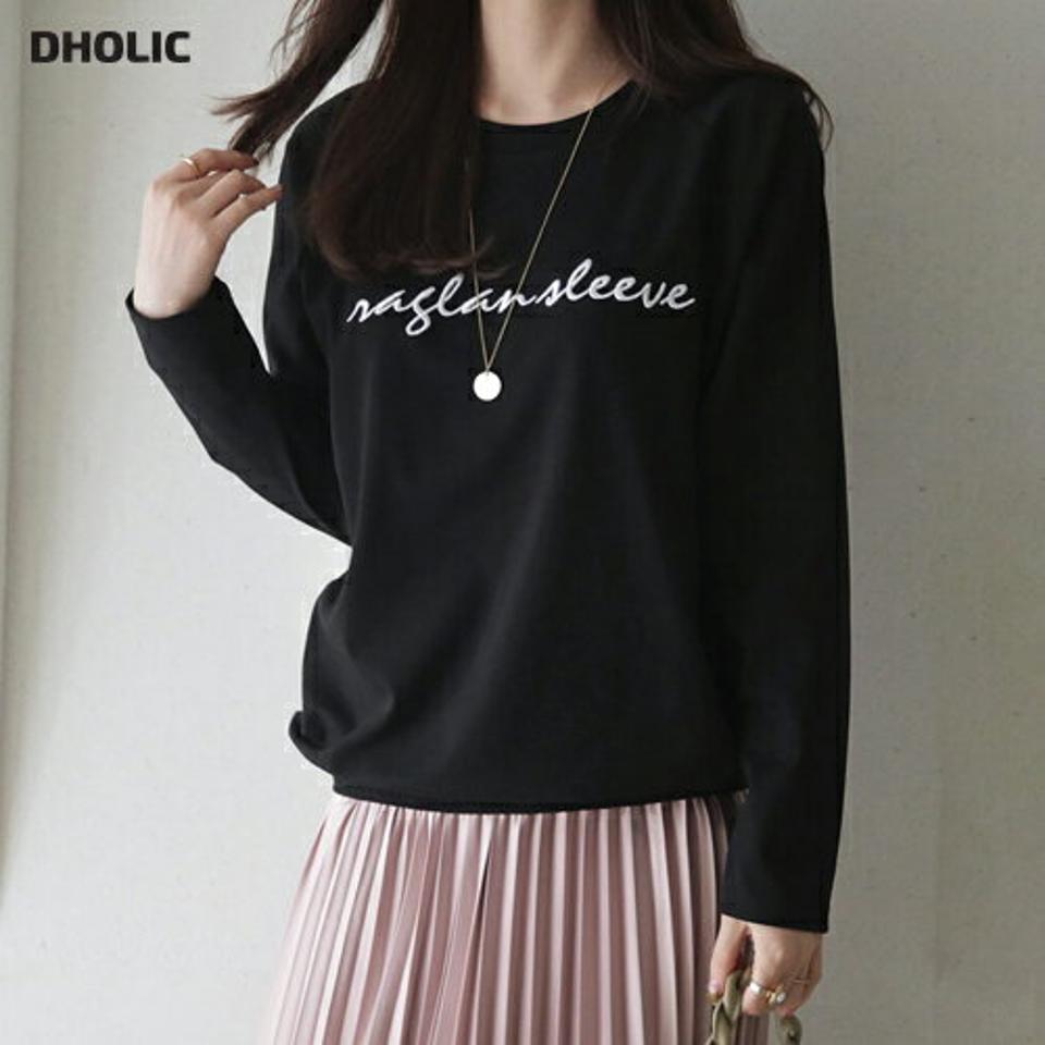 ゴムヘムレタリングTシャツ・全3色・b66680 レディース 【tops】【トップス Tシャツ 長袖 ロンT レタリング ロゴ ロゴT カジュアル ラフ 秋 冬 韓国 ファッション】【ハイホリHIHOLLI】【BT】