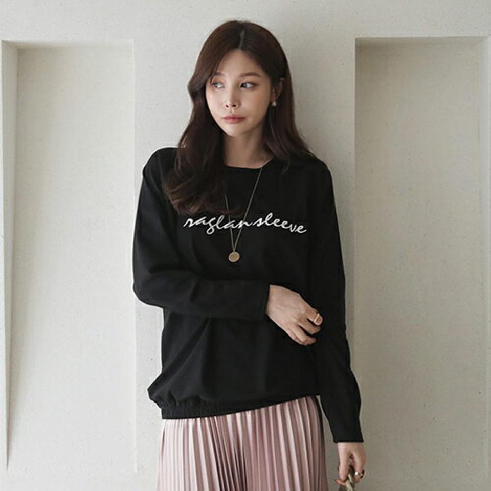 ゴムヘムレタリングTシャツ・全3色・b66680 レディース 【tops】【トップス Tシャツ 長袖 ロンT レタリング ロゴ ロゴT カジュアル ラフ 秋 冬 韓国 ファッション】【ハイホリHIHOLLI】【BT】