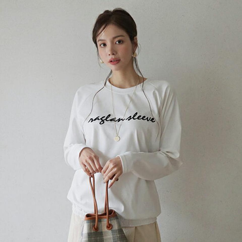 ゴムヘムレタリングTシャツ・全3色・b66680 レディース 【tops】【トップス Tシャツ 長袖 ロンT レタリング ロゴ ロゴT カジュアル ラフ 秋 冬 韓国 ファッション】【ハイホリHIHOLLI】【BT】