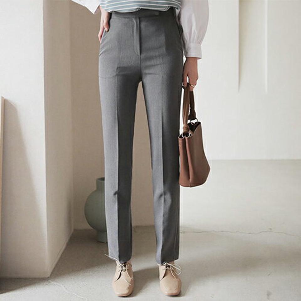 スリムフィットスラックス・全6色・t66691 レディース 【pt】【スラックス パンツ ズボン ロングパンツ スリム 単色 無地 シンプル ベーシック 大人 オフィスカジュアル きれいめ 秋 冬 韓国 ファッション】【ハイホリHIHOLLI】