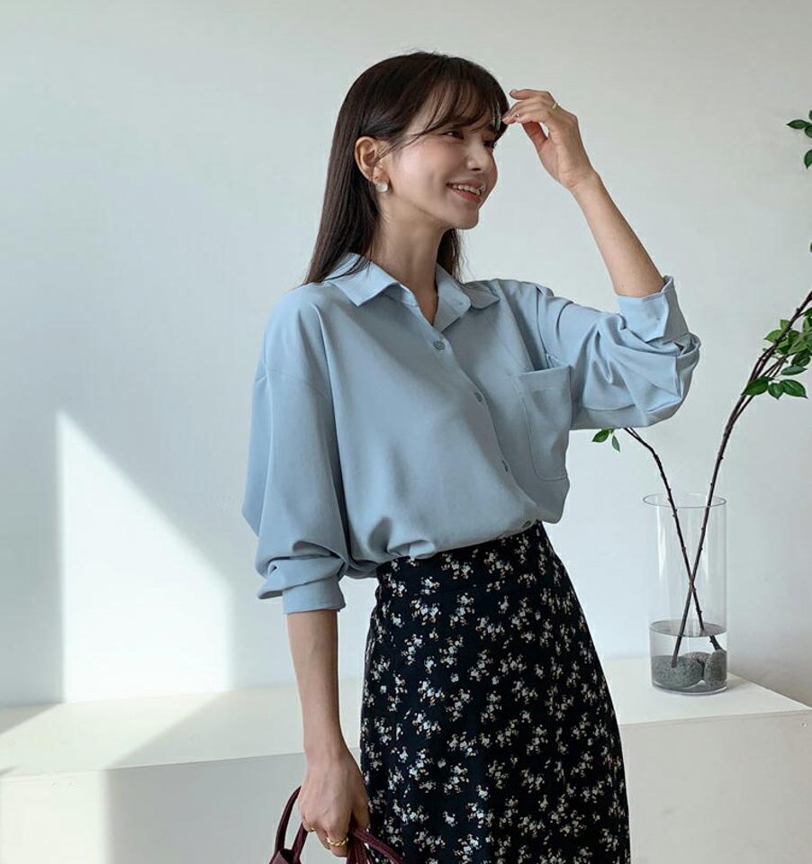 シルキーカラーシャツブラウス・全4色・t56815 レディース 【bl】【韓国 ファッション トップス ブラウス 長袖 シルキー シャツブラウス シャツ オフィスカジュアル オフィス 春 フェミニン カジュアル デイリー 秋 冬】