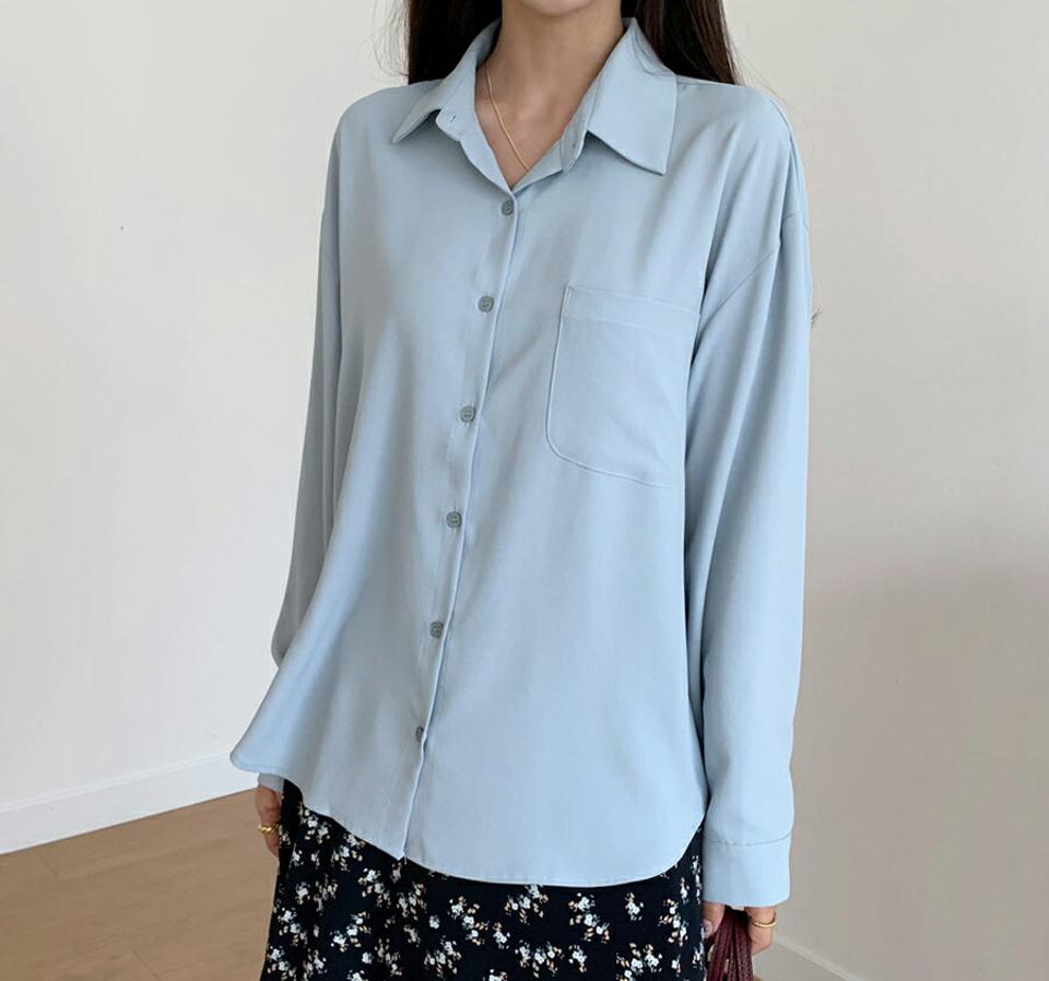 シルキーカラーシャツブラウス・全4色・t56815 レディース 【bl】【韓国 ファッション トップス ブラウス 長袖 シルキー シャツブラウス シャツ オフィスカジュアル オフィス 春 フェミニン カジュアル デイリー 秋 冬】