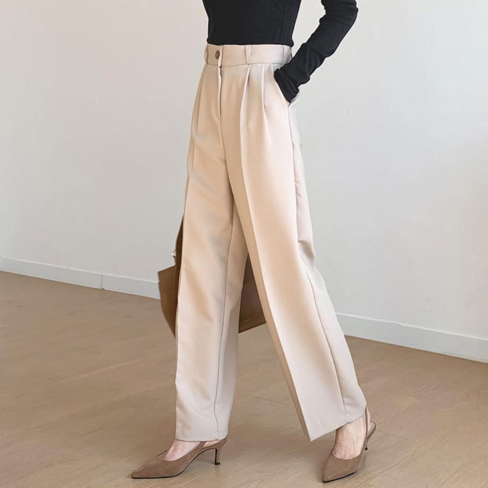 タックワイドスラックス・全6色・t56794 レディース 【pt】 韓国ファッション ボトムス パンツ ロング スラックス タック ワイド ワイドスラックス ベルトループ ウエストゴム ハイウエスト 無地 体型カーバー 秋 冬 人気