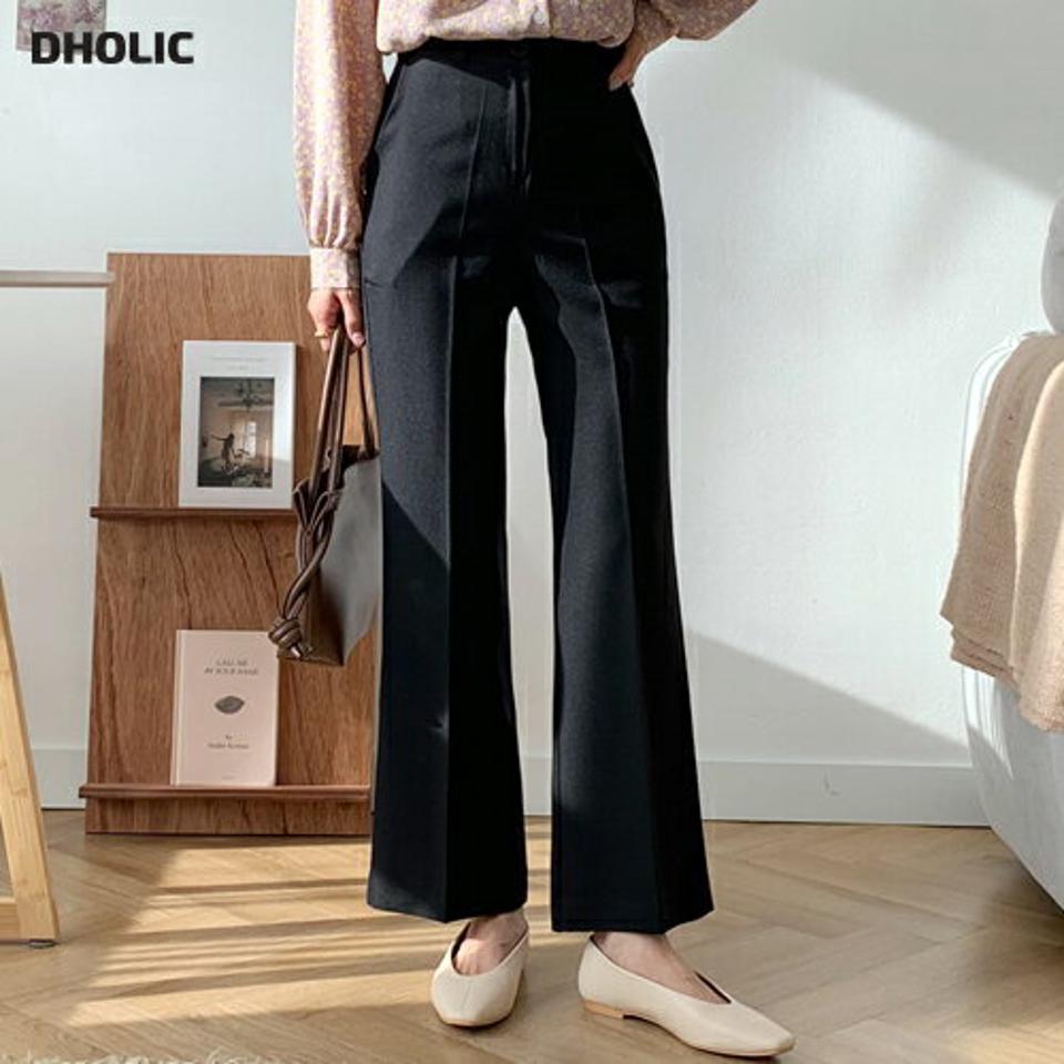 セミブーツカットスラックス・全3色・t56793 レディース 【pt】【韓国 ファッション ボトムス パンツ スラックス セミブーツカット 美脚 ベルトループ オフィスカジュアル ハイウエスト 無地 体型カーバー 秋 冬】