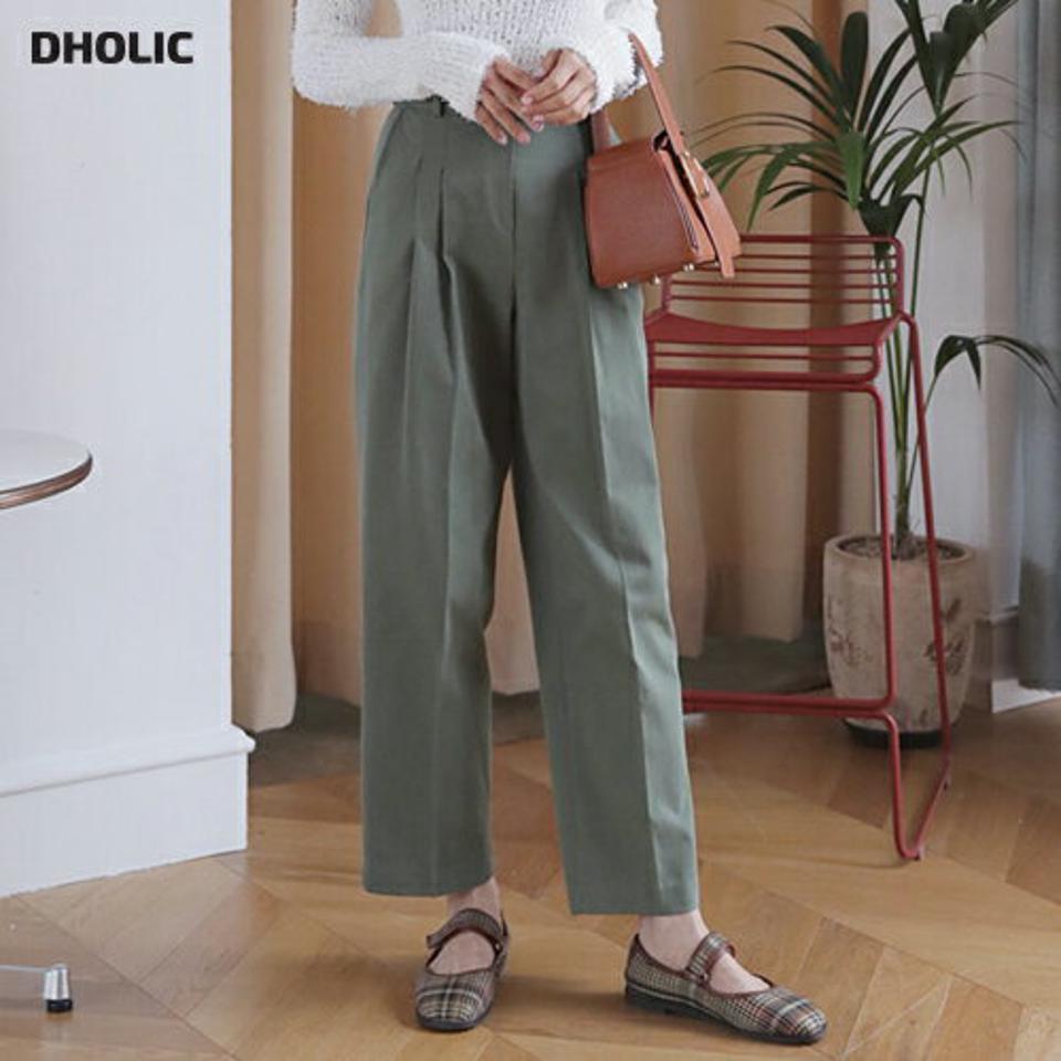 タックハイウエストパンツ・全3色・t63024 レディース 【pt】【韓国 ファッション ボトムス パンツ ロング スリム ツータック ハイウエスト ルーズ ゆったり 10分丈 十分丈 ストレート カジュアル 無地 秋 冬】