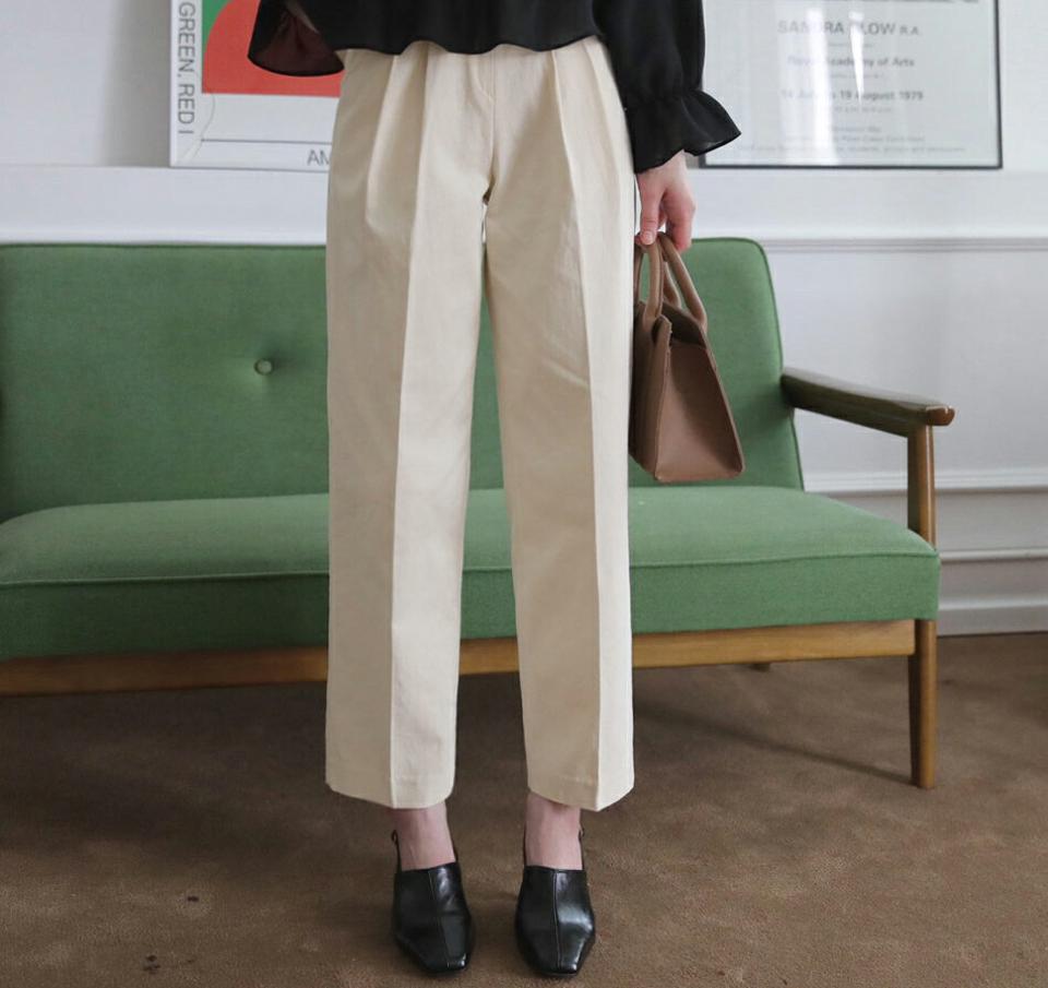 タックハイウエストパンツ・全3色・t63024 レディース 【pt】【韓国 ファッション ボトムス パンツ ロング スリム ツータック ハイウエスト ルーズ ゆったり 10分丈 十分丈 ストレート カジュアル 無地 秋 冬】