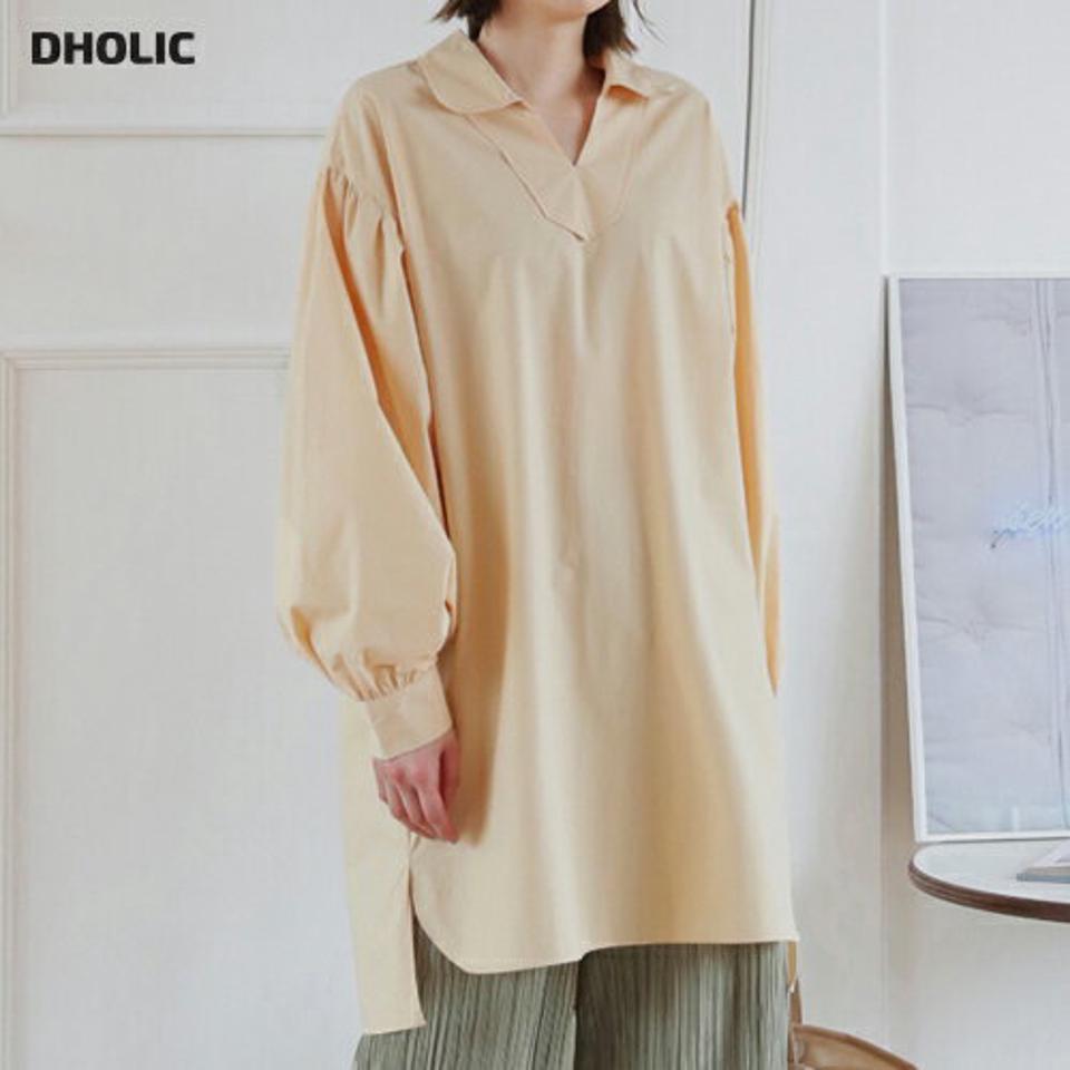 スキッパーミディワンピース・全3色・t62939 レディース 【ops】【韓国 ファッション ワンピース ミディ ミディワンピース 長袖 ギャザー スリット アンバランス 体型カバー フェミニン 上品 ベーシック シンプル 秋 冬】