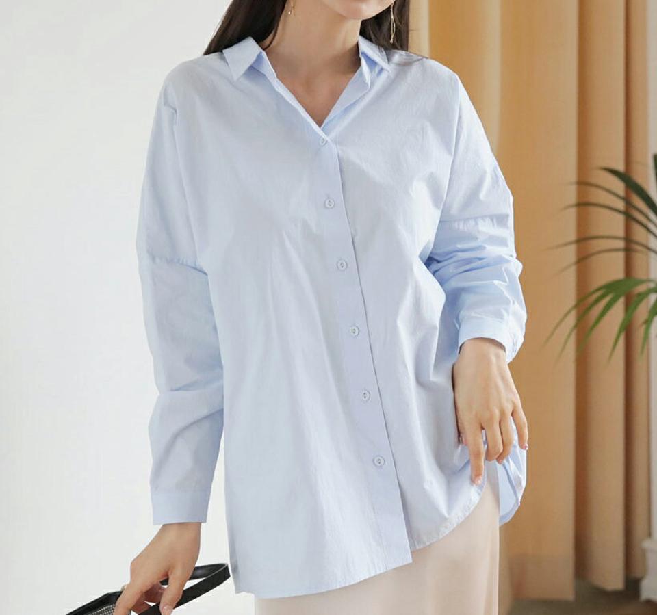 バックリボンシャツシャツ・全3色・t63009 レディース 【bl】【韓国 ファッション トップス シャツ ブラウス 長袖 バックリボン 無地 ルーズ ゆったり 上品 春ブラウス ベーシック フェミニン カジュアル デイリー 秋 冬】