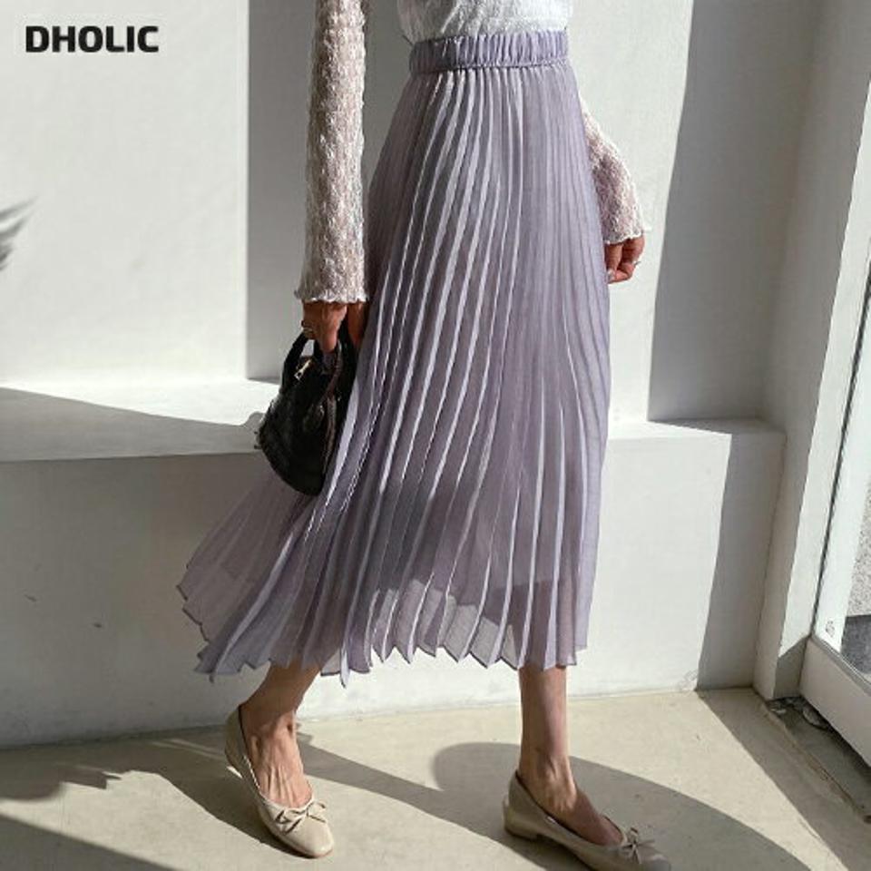 グリッタープリーツスカート・全4色・b62720 レディース 【sk】【韓国 ファッション ボトムス スカート ロング ロングスカート プリーツ ウエストゴム グリッター 大人 カジュアル 体型カバー シンプル フェミニン デイリー ベーシック 上品 秋 冬】