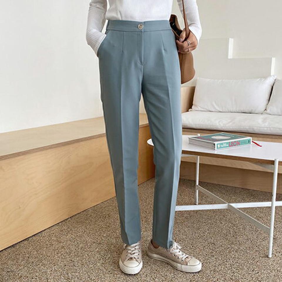 フラップストレートスラックス・全3色・t62721 レディース 【pt】【韓国 ファッション ボトムス パンツ スラックス スリム ストレート サイドポケット バックゴム 美脚 フィット オフィスカジュアル ハイウエスト 無地 体型カーバー 秋 冬】