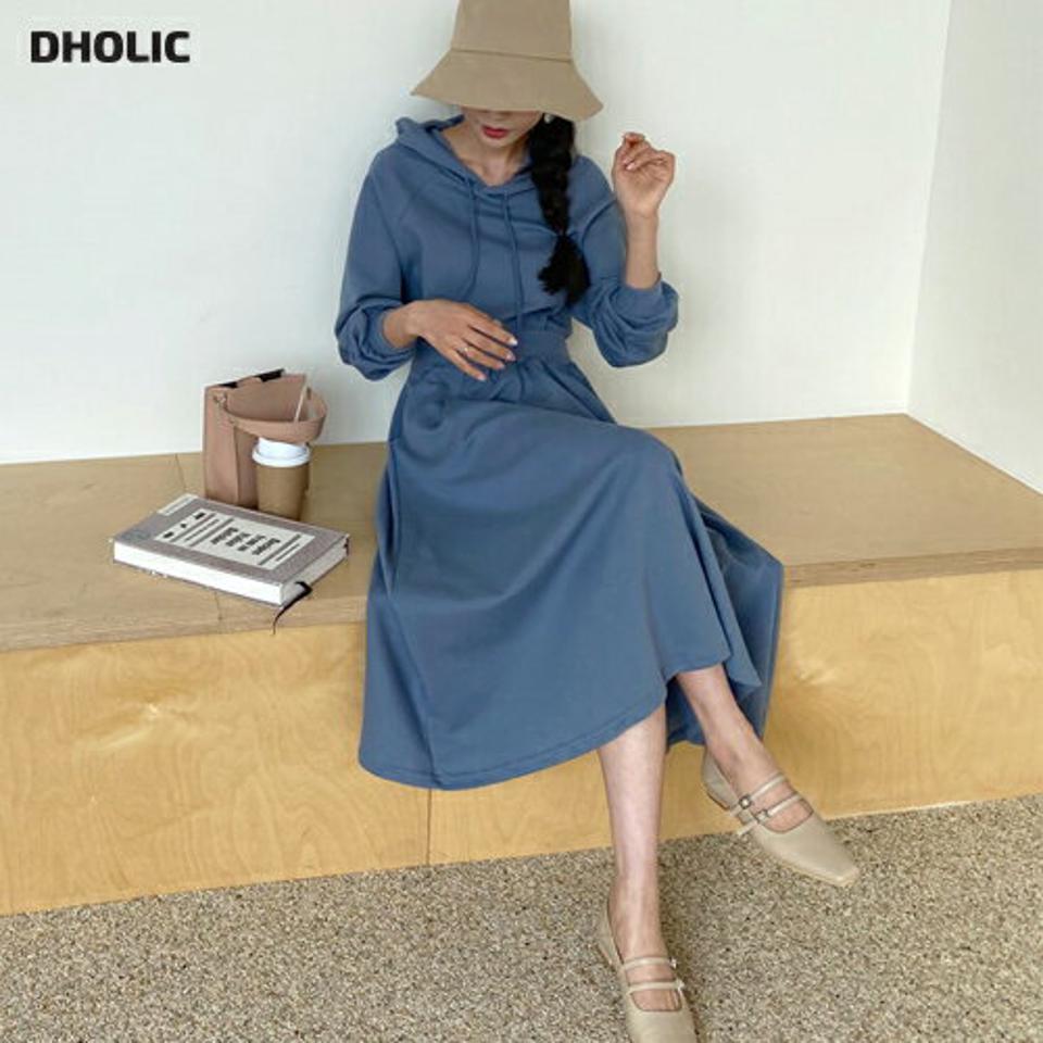 フレアフードワンピース・全3色・b62712 レディース 【ops】【韓国 ファッション ワンピース ロング ロングワンピース カジュアル フード スウェット フレア フェミニン カジュアル ベーシック 体型カバー 秋 冬】