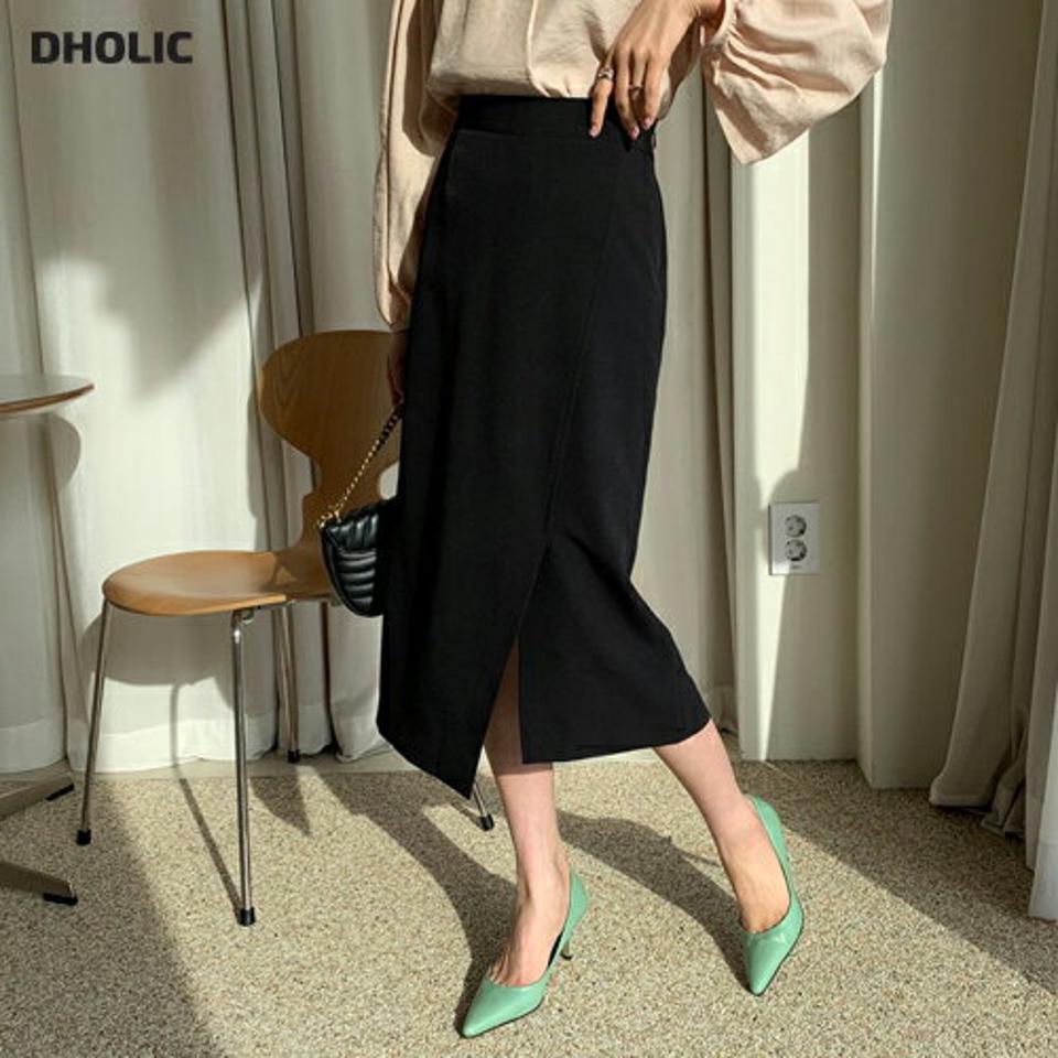 ダイアゴナルスリットスカート・全3色・b62716 レディース 【sk】【韓国 ファッション ボトムス スカート ロング ロングスカート Hライン スリット バックゴム サイドジップ カジュアル 体型カバー シンプル フェミニン デイリー ベーシック 上品 秋 冬】