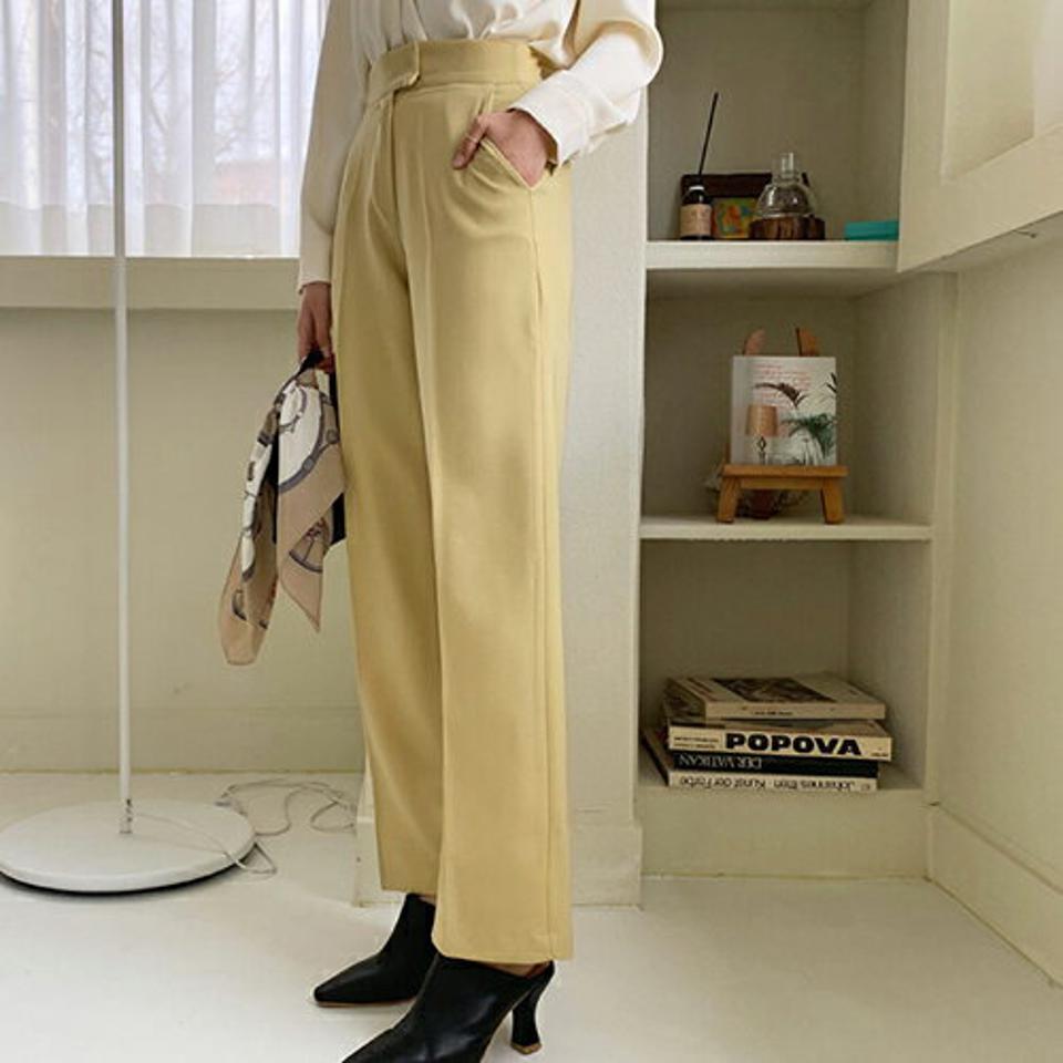 バックゴムワイドスラックス・全3色・b66812 レディース 【pt】【スラックス ワイドスラックス ワイド ワイドパンツ パンツ ズボン ロングパンツ 単色 無地 シンプル カジュアル 大人 秋 冬 韓国 ファッション】【ハイホリHIHOLLI】