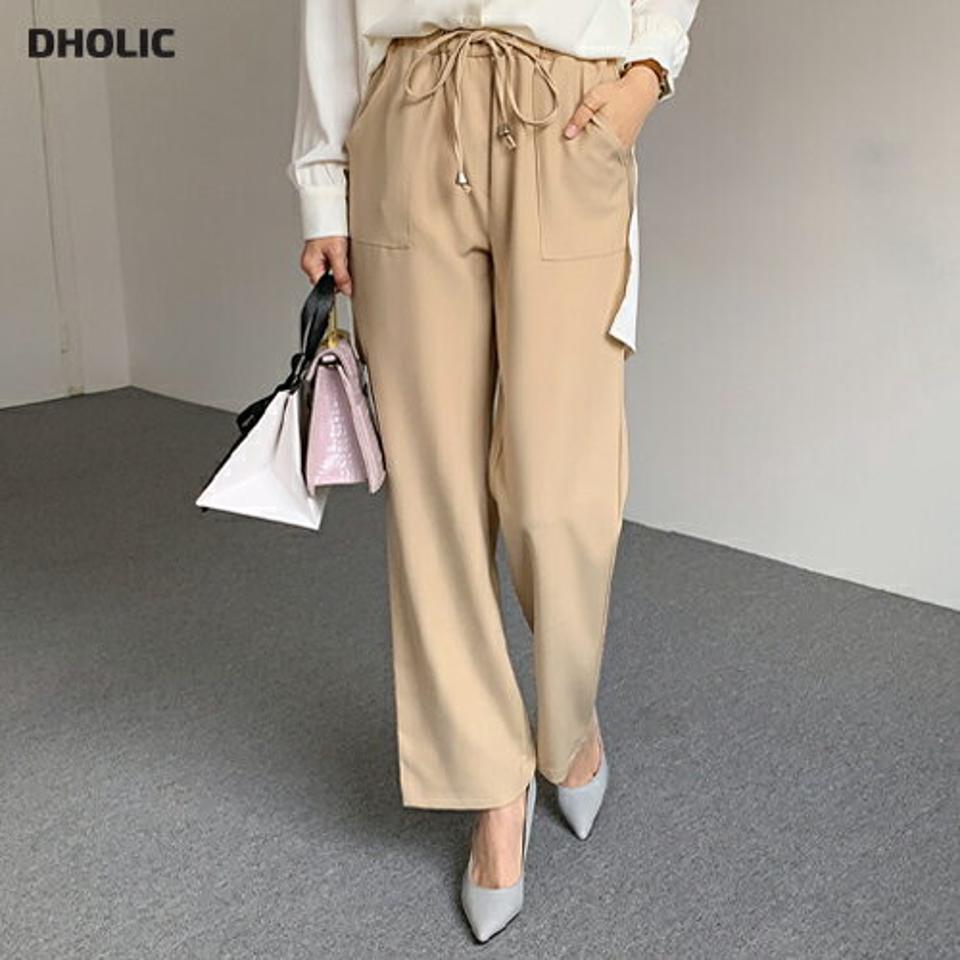 ドロストストレートパンツ・全3色・t66809 レディース 【pt】【パンツ ズボン ロングパンツ ストレートパンツ ストレート 単色 無地 シンプル カジュアル ドロスト ウエストゴム 秋 冬 韓国 ファッション】【ハイホリHIHOLLI】