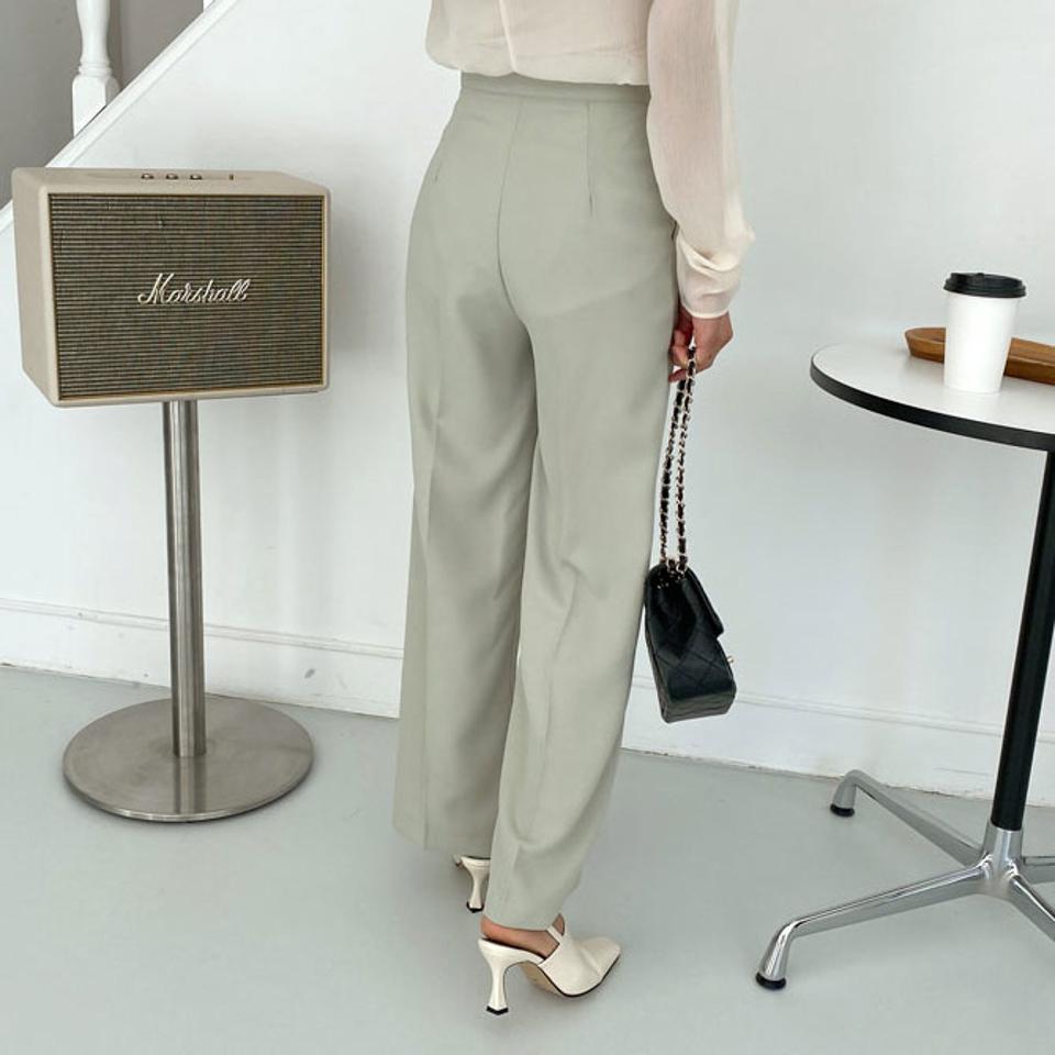 ボタンワイドスラックス・全2色・t64903 レディース 【pt】【韓国 ファッション ボトムス パンツ スラックス スリム サイドポケット ハイウエスト ロング丈 ワイド ストレート 美脚 ワイドスラックス オフィスカジュアル 無地 体型カーバー 秋 冬】