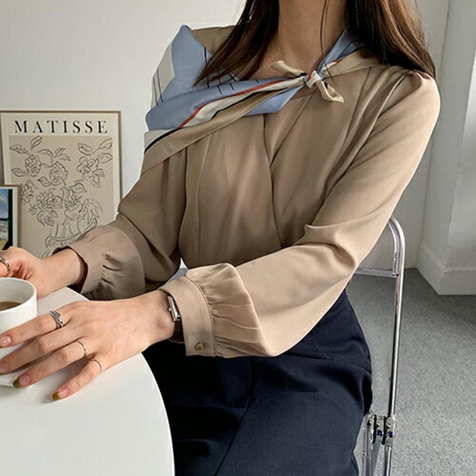 カシュクールブラウス・全3色・b66779 レディース 【bl】【トップス ブラウス 長袖 カシュクール シンプル 大人 オフィスカジュアル きれいめ 秋 冬 韓国 ファッション】【ハイホリHIHOLLI】