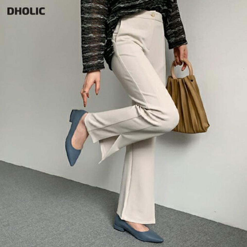 ブーツカットスリットスラックス・全3色・t66811 レディース 【pt】【スラックス パンツ ズボン ロングパンツ スリット ブーツカット 単色 無地 シンプル 大人 オフィスカジュアル きれいめ 秋 冬 韓国 ファッション】【ハイホリHIHOLLI】