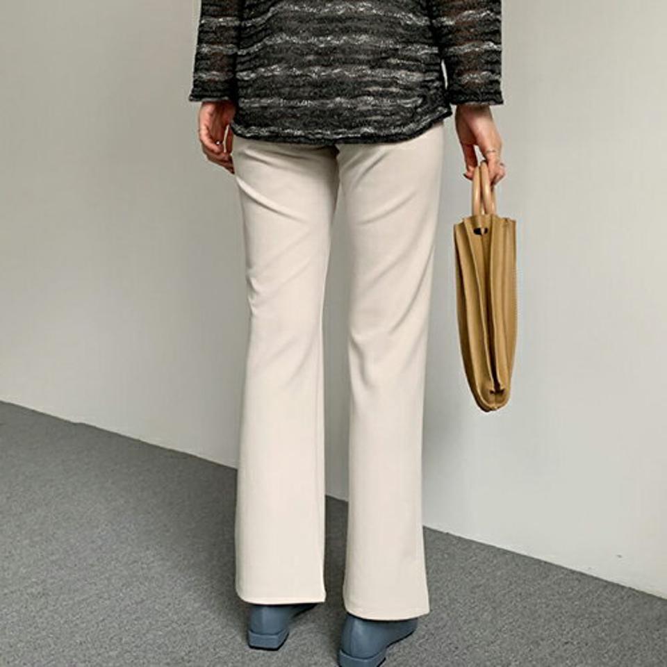 ブーツカットスリットスラックス・全3色・t66811 レディース 【pt】【スラックス パンツ ズボン ロングパンツ スリット ブーツカット 単色 無地 シンプル 大人 オフィスカジュアル きれいめ 秋 冬 韓国 ファッション】【ハイホリHIHOLLI】