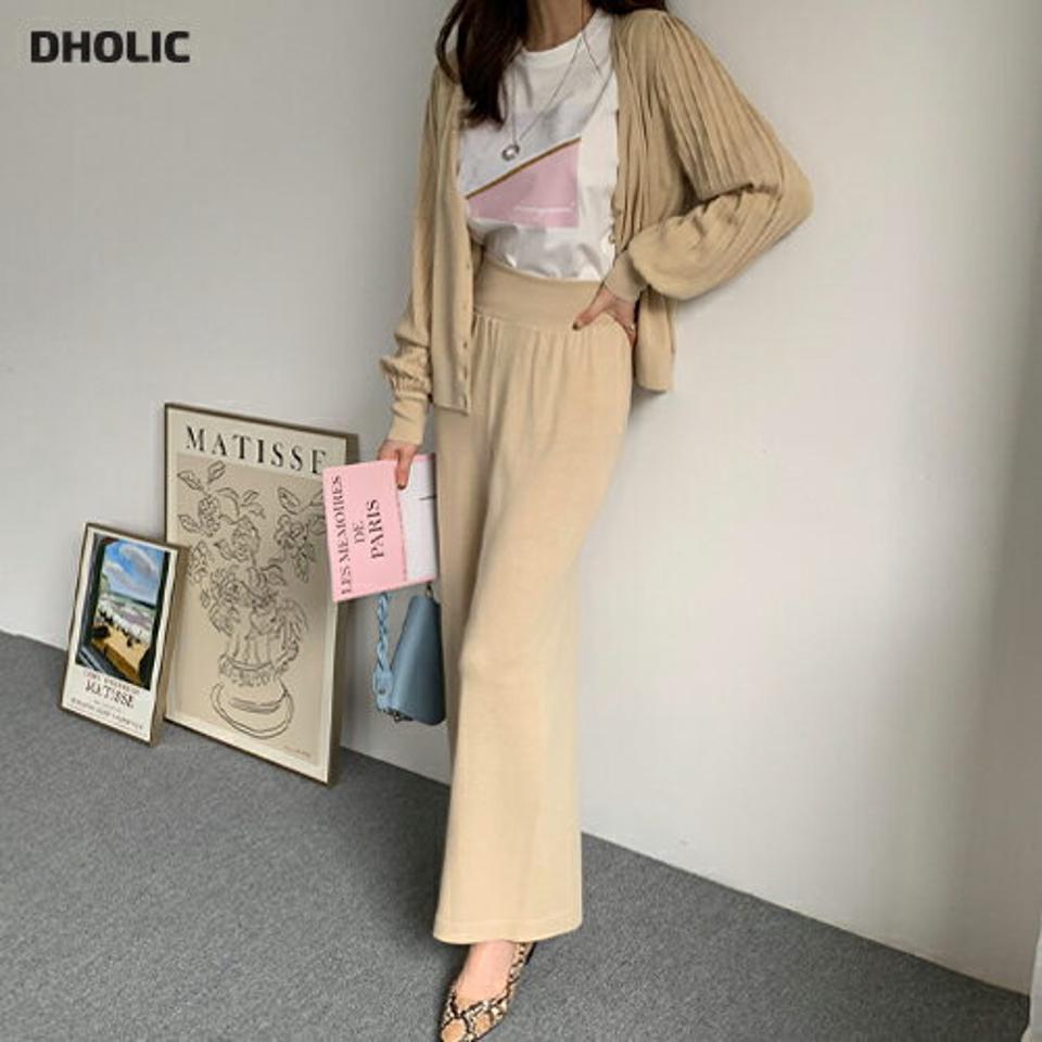 プリーツスリーブカーディガン&パンツSET・全4色・b66793 レディース 【pt】【セットアップ setup トップス カーディガン 長袖 プリーツ パンツ ズボン ロングパンツ 単色 シンプル 秋 冬 韓国 ファッション】【ハイホリHIHOLLI】