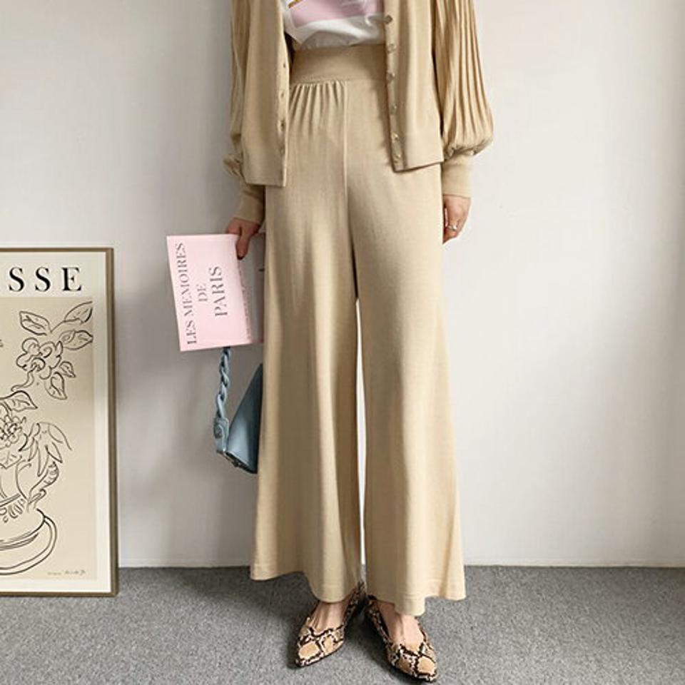 プリーツスリーブカーディガン&パンツSET・全4色・b66793 レディース 【pt】【セットアップ setup トップス カーディガン 長袖 プリーツ パンツ ズボン ロングパンツ 単色 シンプル 秋 冬 韓国 ファッション】【ハイホリHIHOLLI】