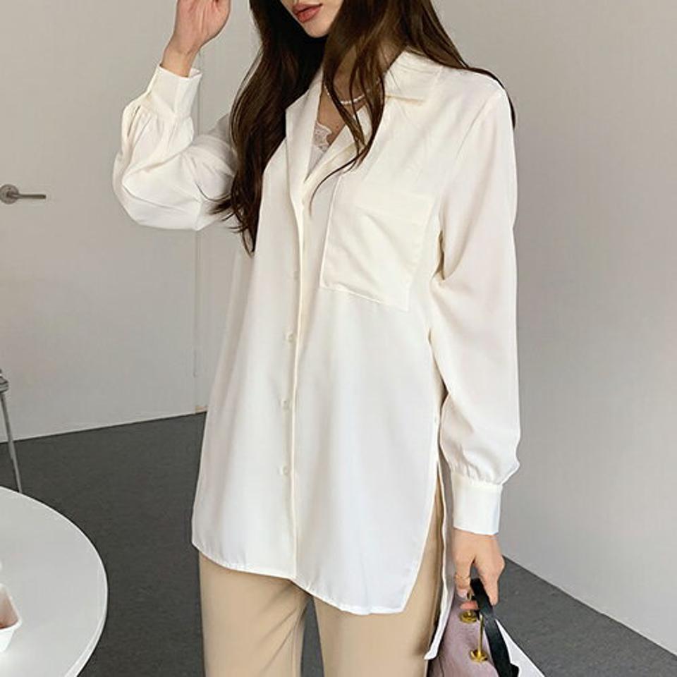 【只今10%OFF】アンバランスシャツブラウス・全3色・t66781 レディース 【bl】【トップス シャツブラウス ブラウス 長袖 アンバランス 単色 無地 シンプル 大人 きれいめ 秋 冬 韓国 ファッション】【ハイホリHIHOLLI】