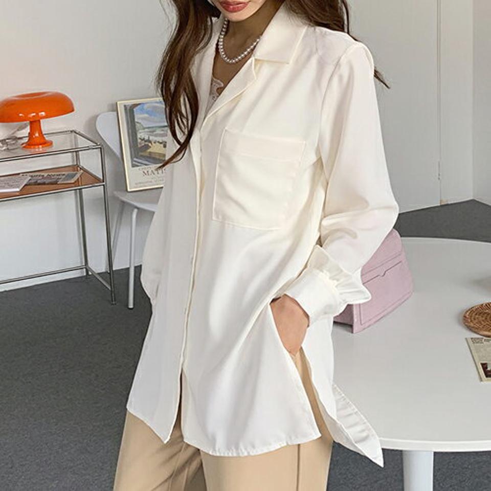 【只今10%OFF】アンバランスシャツブラウス・全3色・t66781 レディース 【bl】【トップス シャツブラウス ブラウス 長袖 アンバランス 単色 無地 シンプル 大人 きれいめ 秋 冬 韓国 ファッション】【ハイホリHIHOLLI】