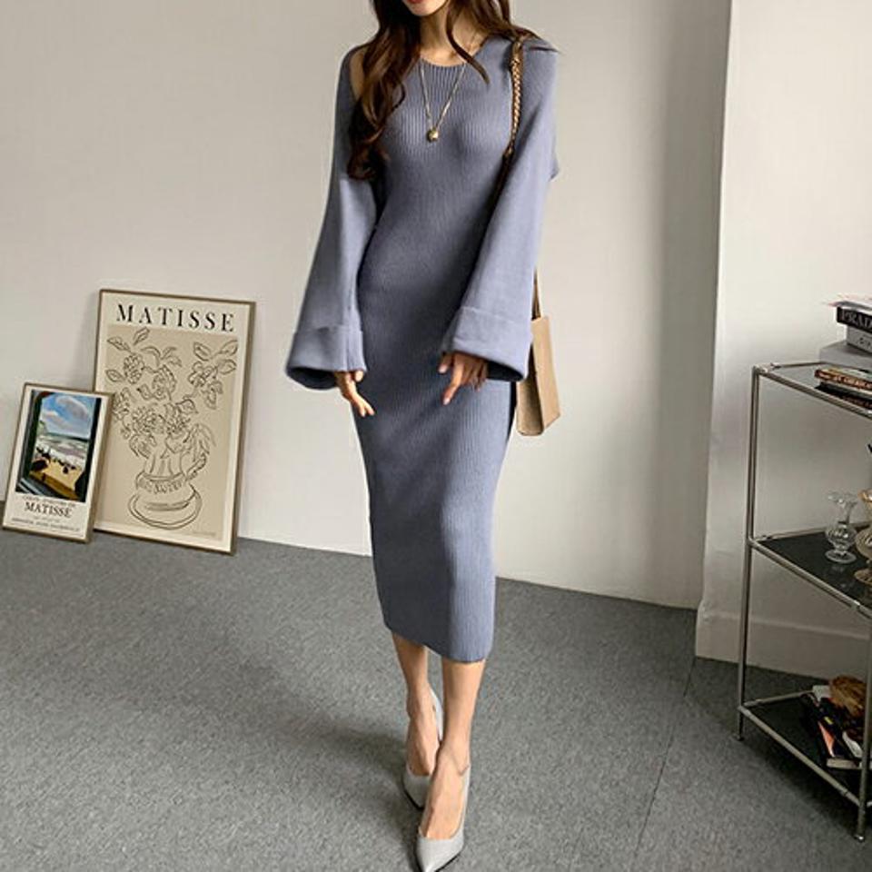 リブニットボレロ&ワンピースSET・全4色・t66787 レディース 【ops】【ワンピース ロング ロングワンピース ボレロ ニット リブニット 単色 無地 シンプル タイトル 秋 冬 韓国 ファッション】【ハイホリHIHOLLI】