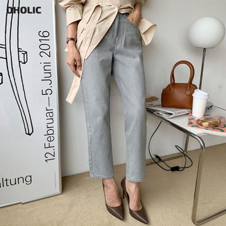 スリムストレートデニムパンツ・全1色・t61564 レディース 【pt】【韓国 ファッション ボトムス パンツ ロング デニムパンツ スリム ストレート 無地 美脚 10分丈 十分丈 カジュアル デイリー 秋 冬】