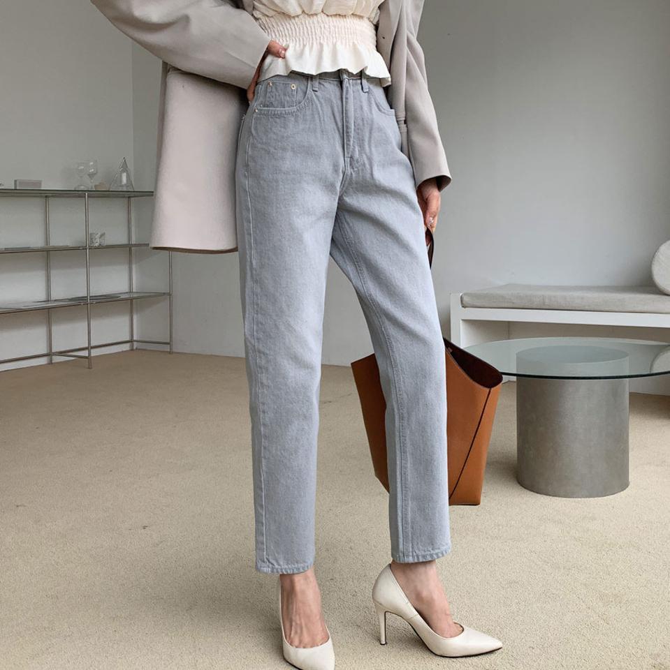 スリムストレートデニムパンツ・全1色・t61564 レディース 【pt】【韓国 ファッション ボトムス パンツ ロング デニムパンツ スリム ストレート 無地 美脚 10分丈 十分丈 カジュアル デイリー 秋 冬】