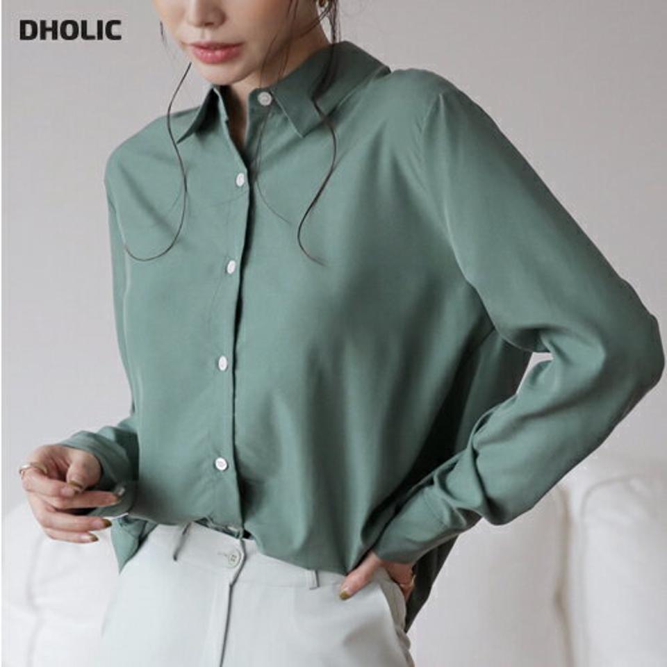 バックタックシャツ・全6色・t66708 レディース 【bl】【トップス シャツ 長袖 タック 単色 無地 シンプル 大人 きれいめ バックシャン 後姿 秋 冬 韓国 ファッション】【ハイホリHIHOLLI】